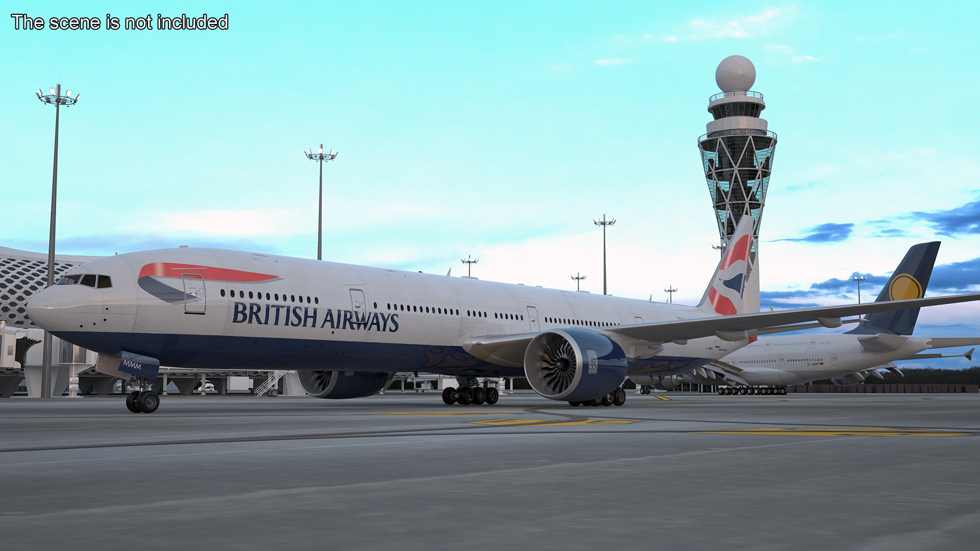 3D Boeing 777 British Airways Rigged model