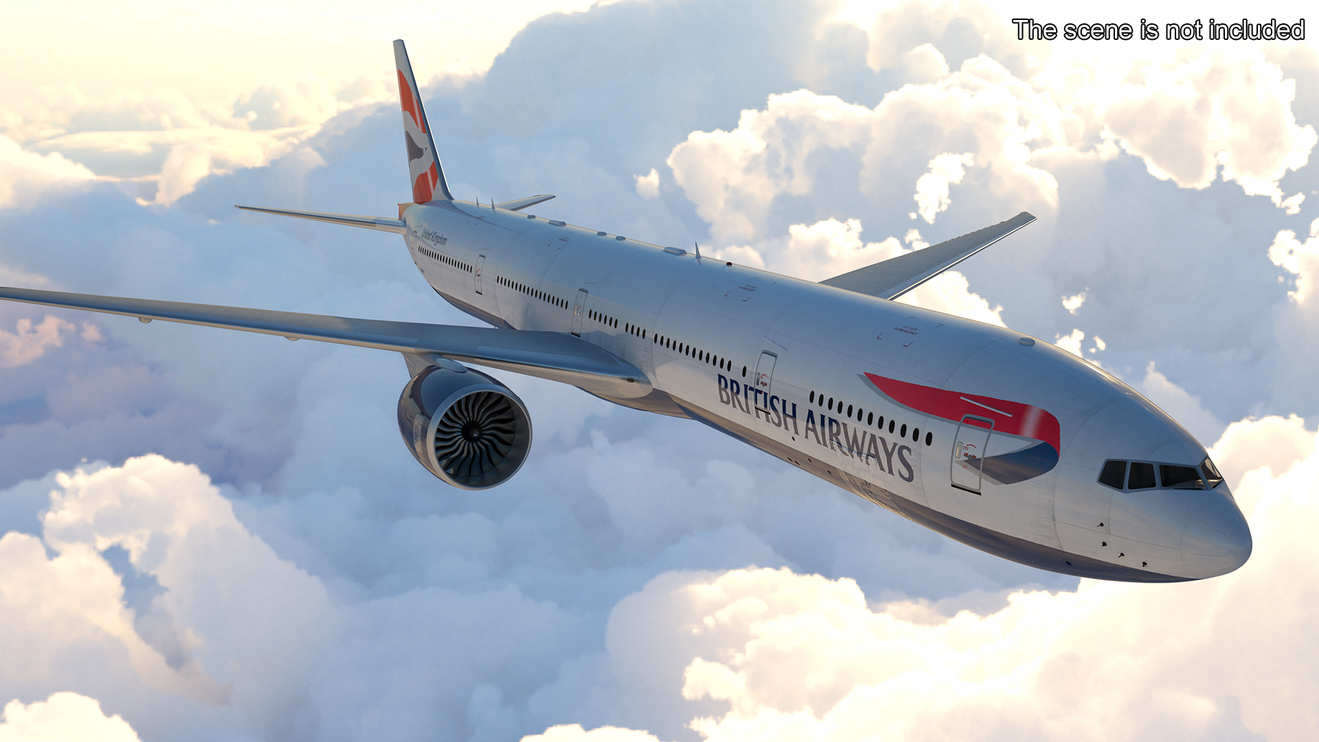 3D Boeing 777 British Airways Rigged model