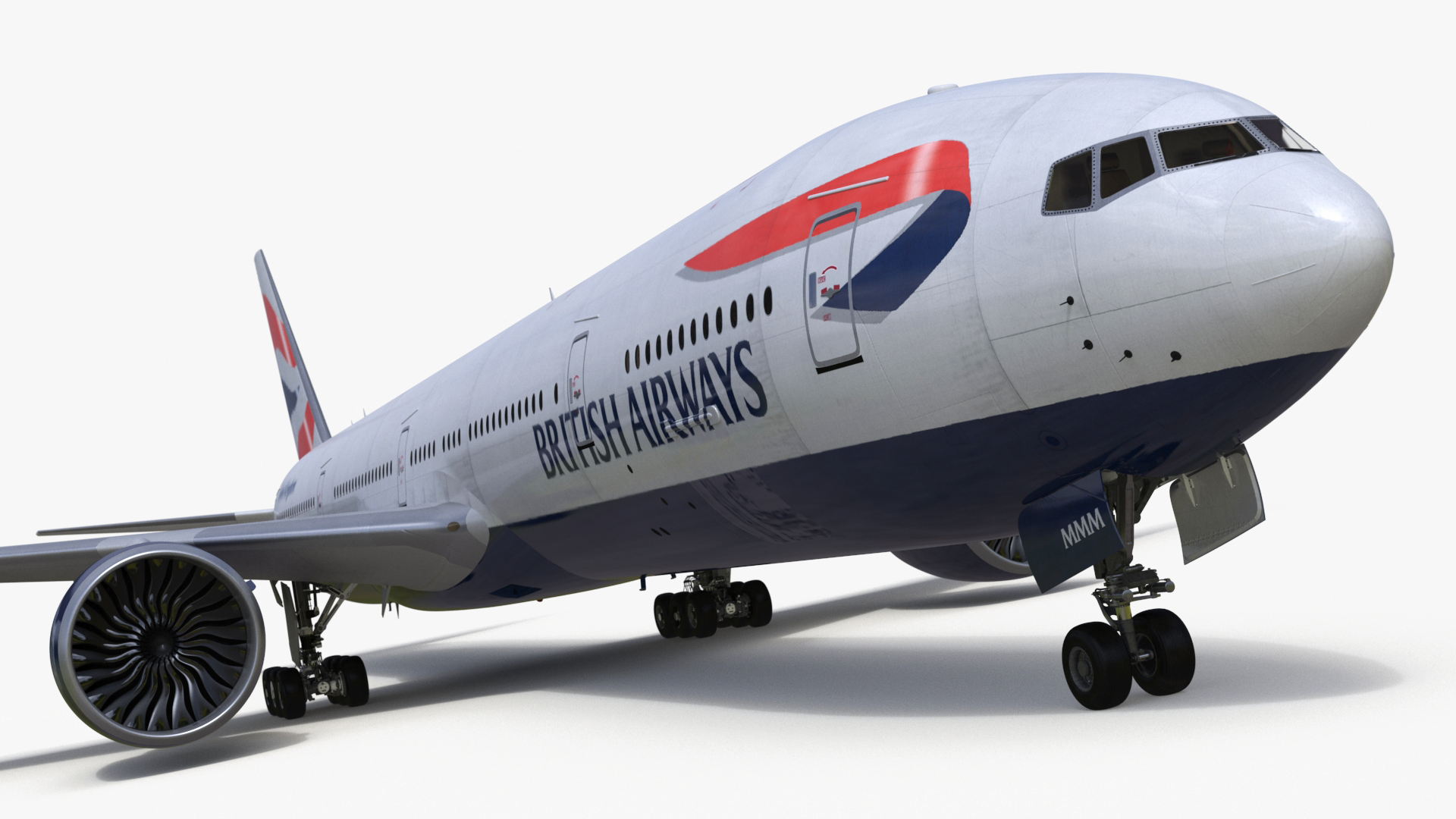 3D Boeing 777 British Airways Rigged model