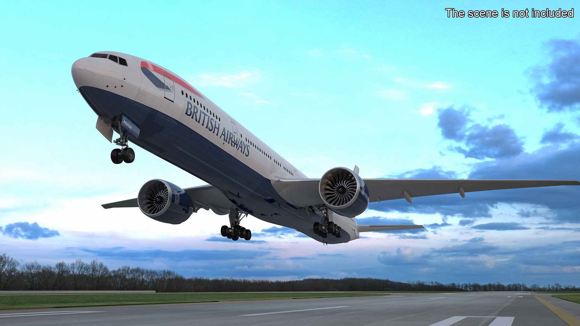 3D Boeing 777 British Airways Rigged model