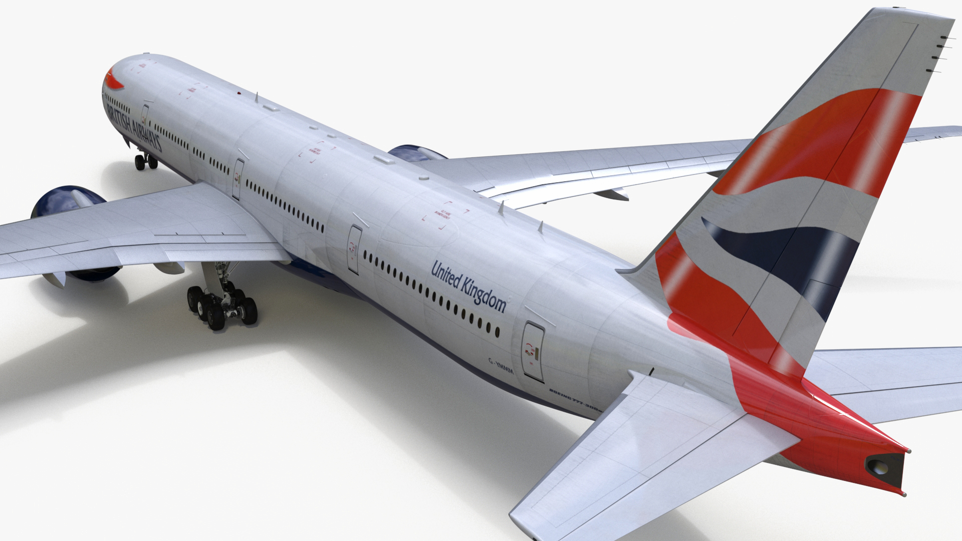 3D Boeing 777 British Airways Rigged model