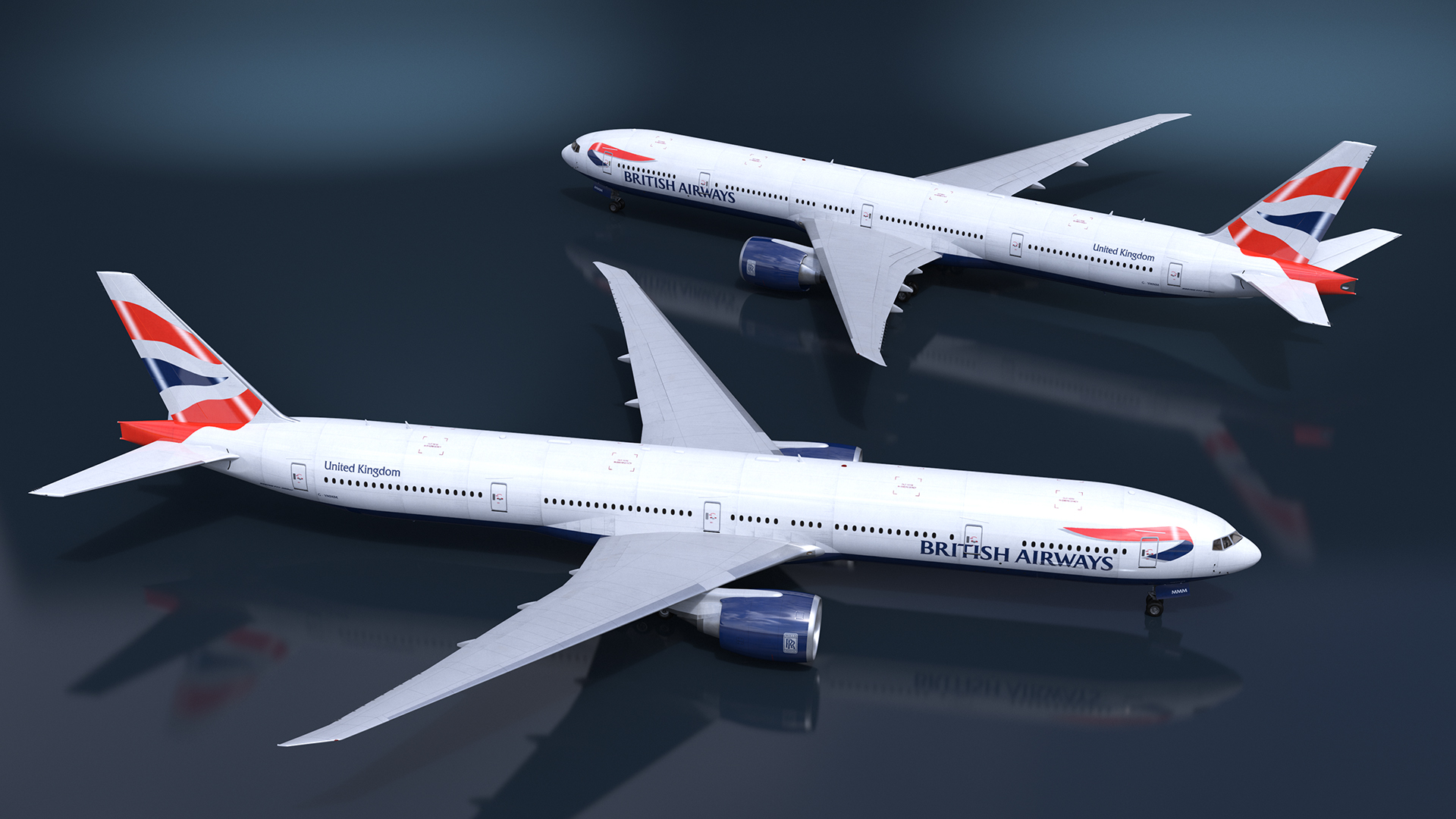 3D Boeing 777 British Airways Rigged model