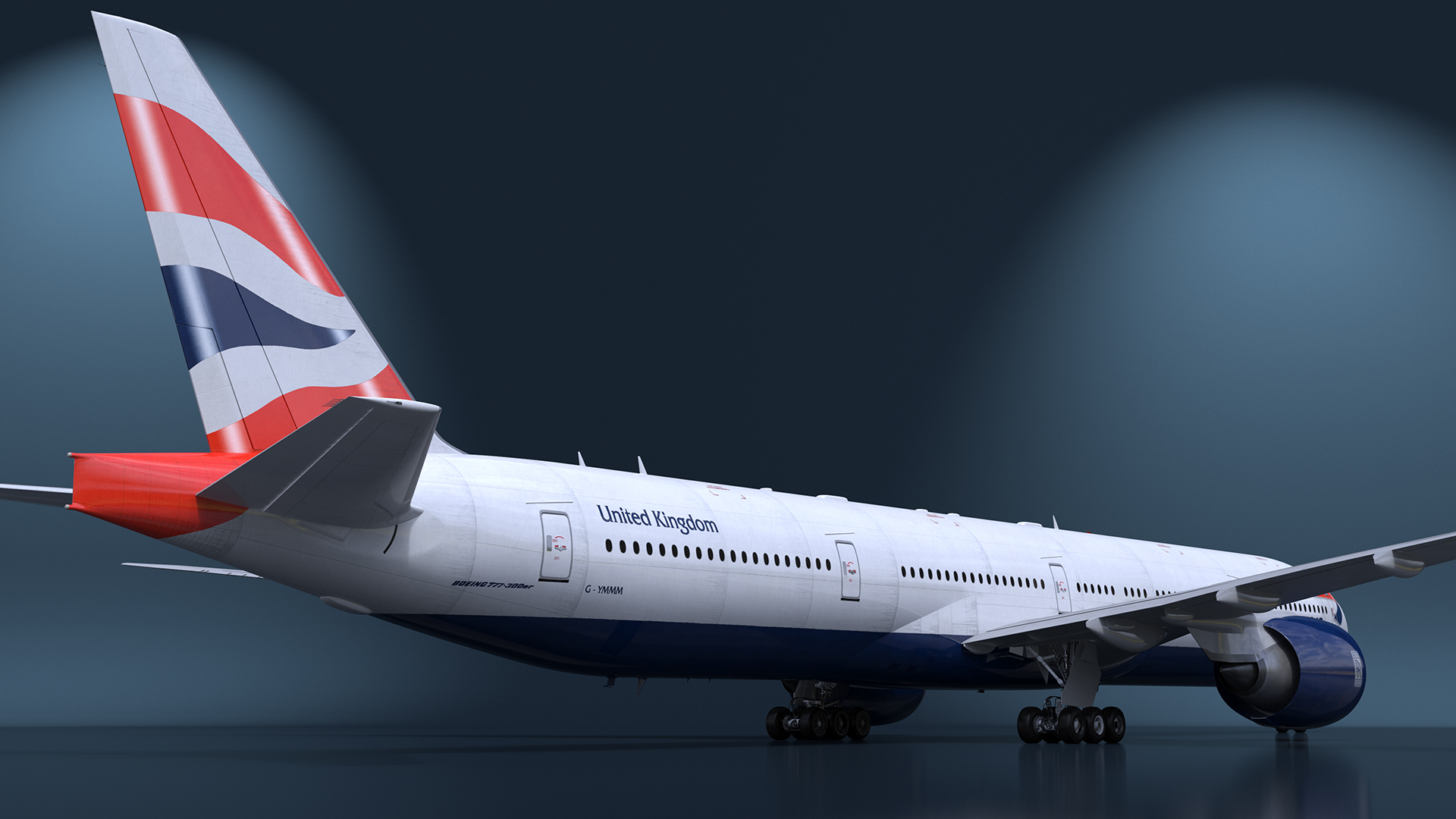 3D Boeing 777 British Airways Rigged model