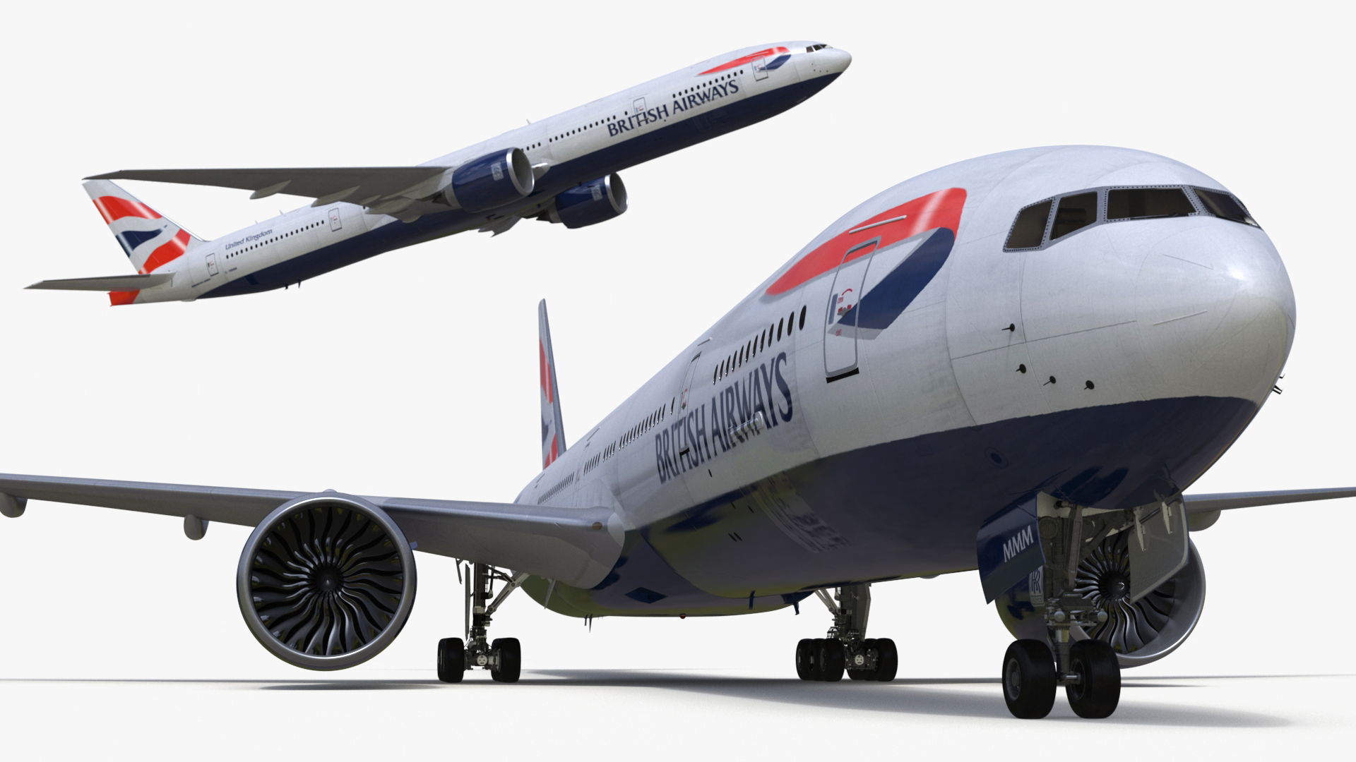 3D Boeing 777 British Airways Rigged model