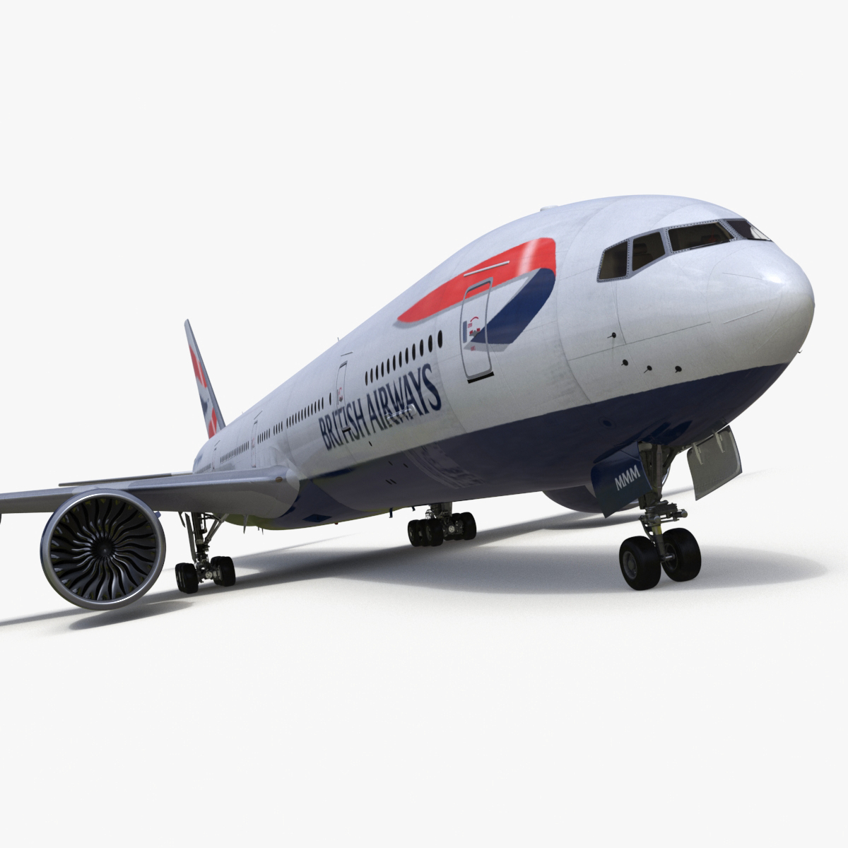 3D Boeing 777 British Airways Rigged model