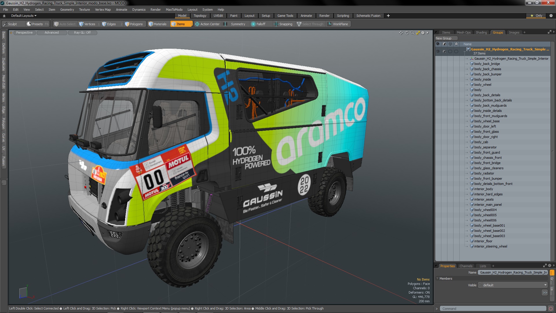 3D Gaussin H2 Hydrogen Racing Truck Simple Interior model