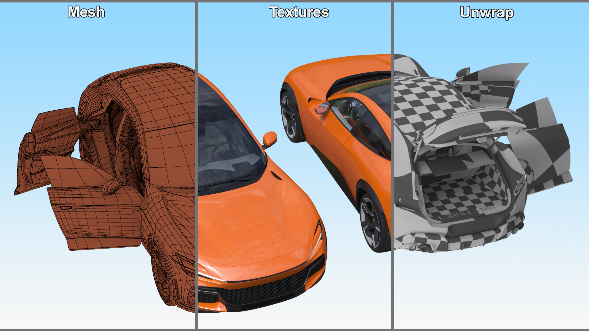 Sports Crossover Car Orange Rigged 3D model