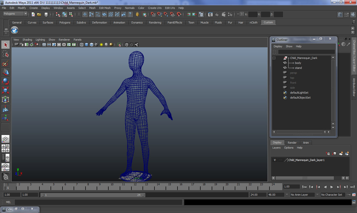 3D model Child Mannequin Dark