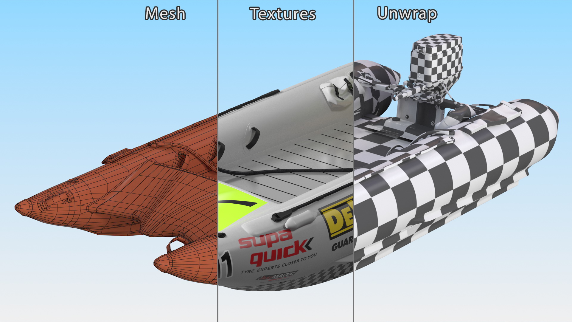 Racing Boat Gemini Zapcat F1 with Engine Grey Rigged 3D