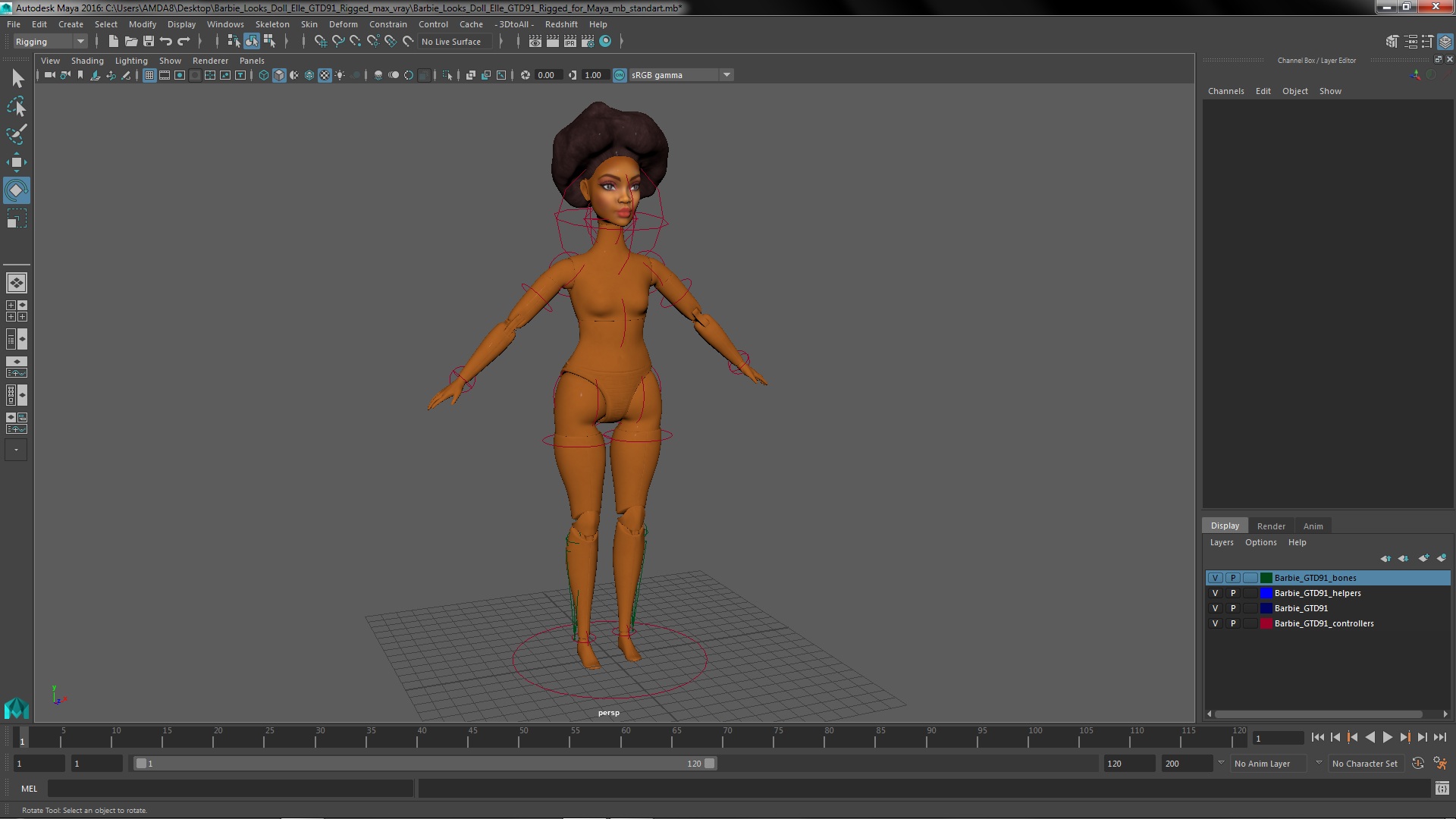 Barbie Looks Doll Elle GTD91 Rigged for Maya 3D model