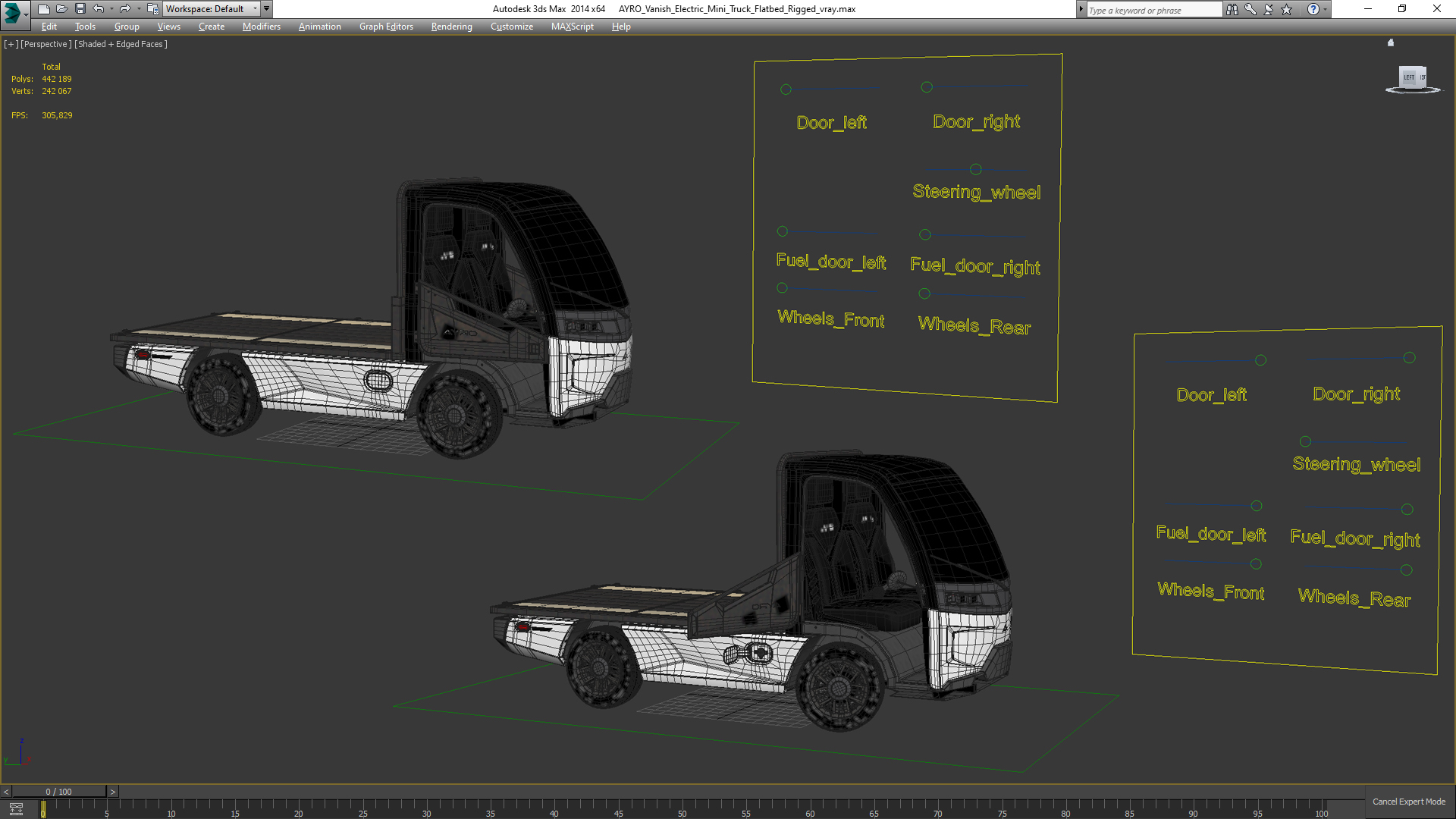 3D AYRO Vanish Electric Mini Truck Flatbed Rigged