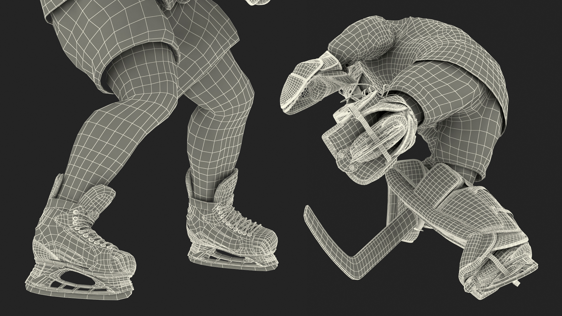 Hockey Goalkeeper Fully Equipped Attention Pose 3D