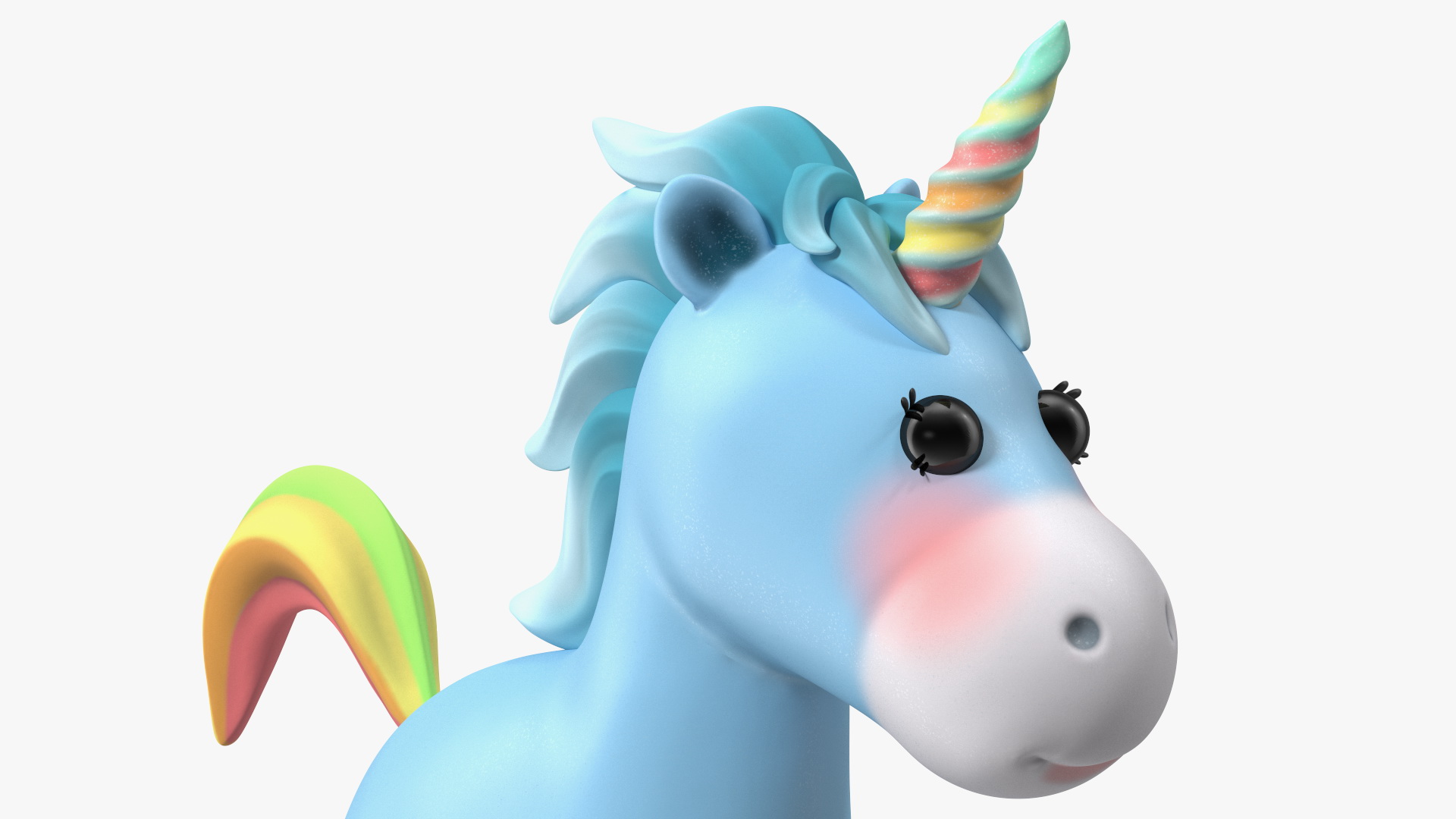 3D Blue Cartoon Unicorn Neutral Pose model