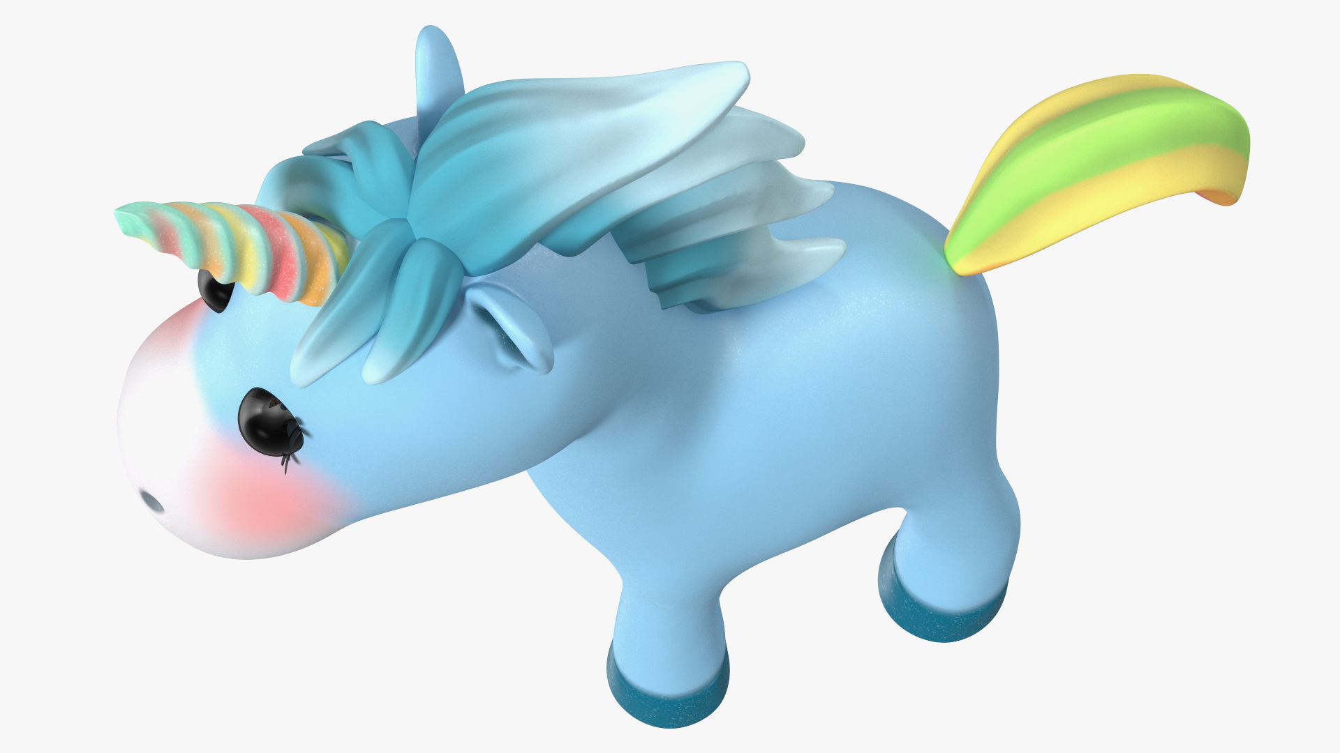 3D Blue Cartoon Unicorn Neutral Pose model