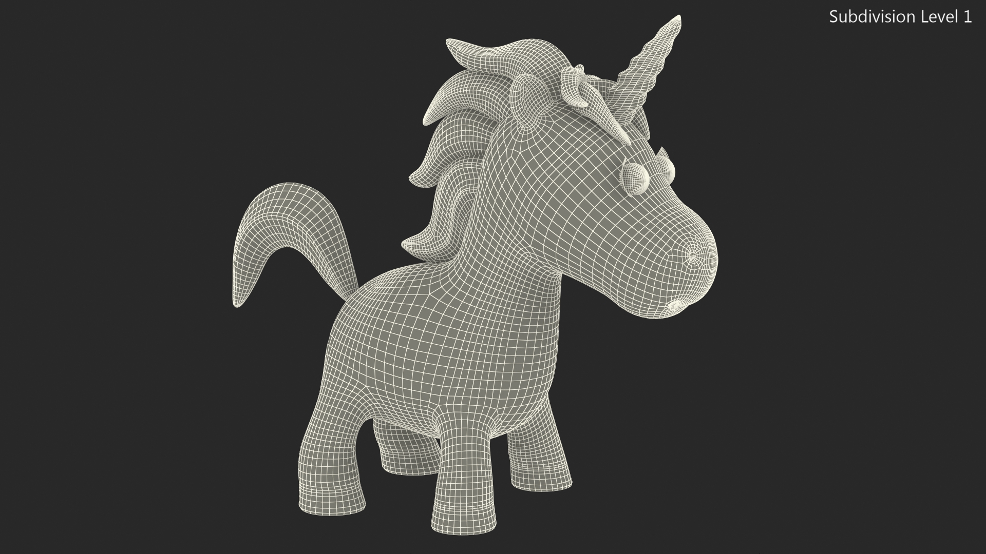 3D Blue Cartoon Unicorn Neutral Pose model