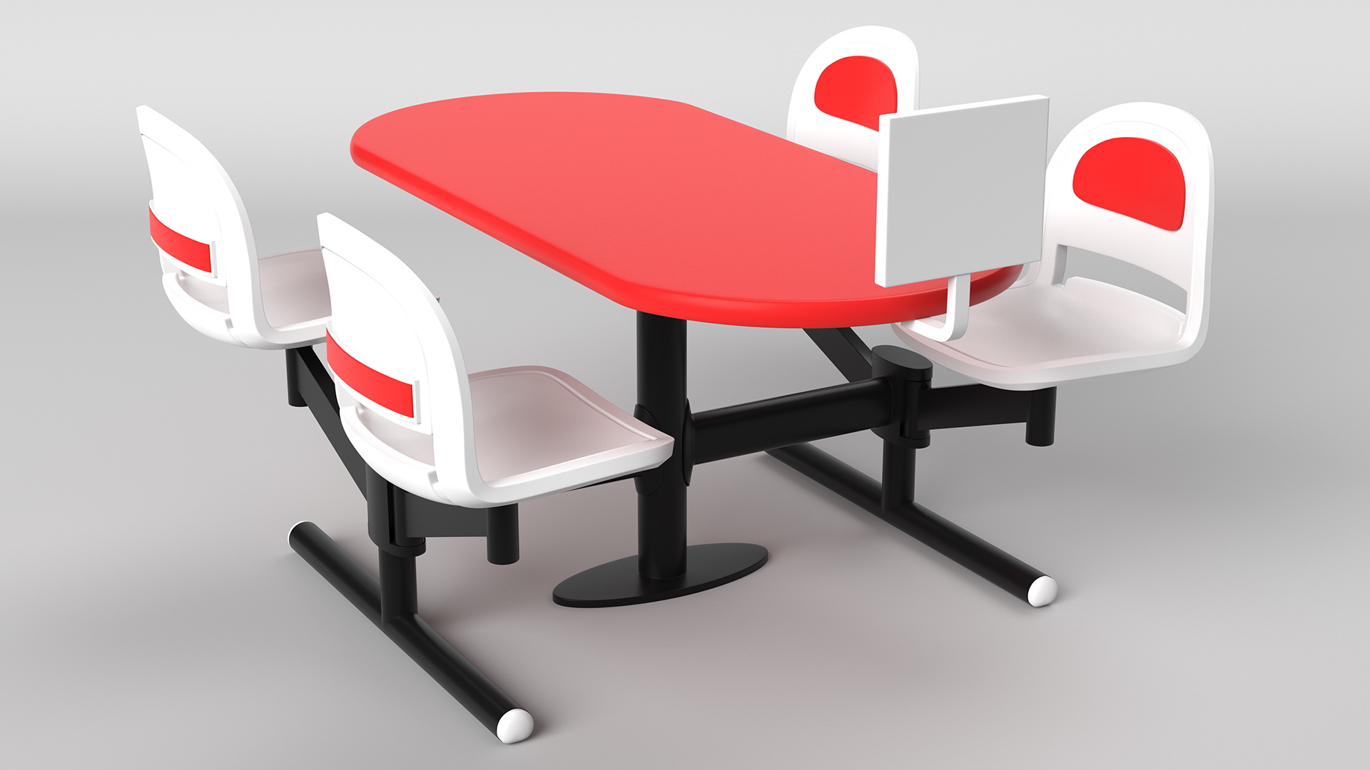 3D model Bowling Center Table with Scoreboard Red