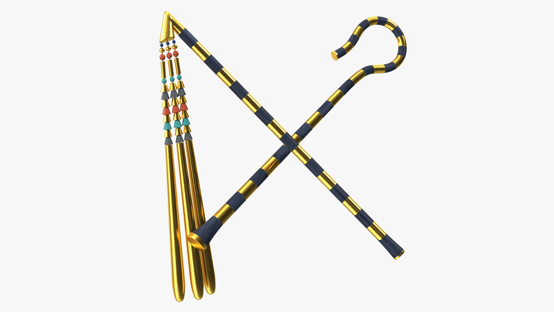 3D model Egyptian Heka and Nekhakha Sceptres