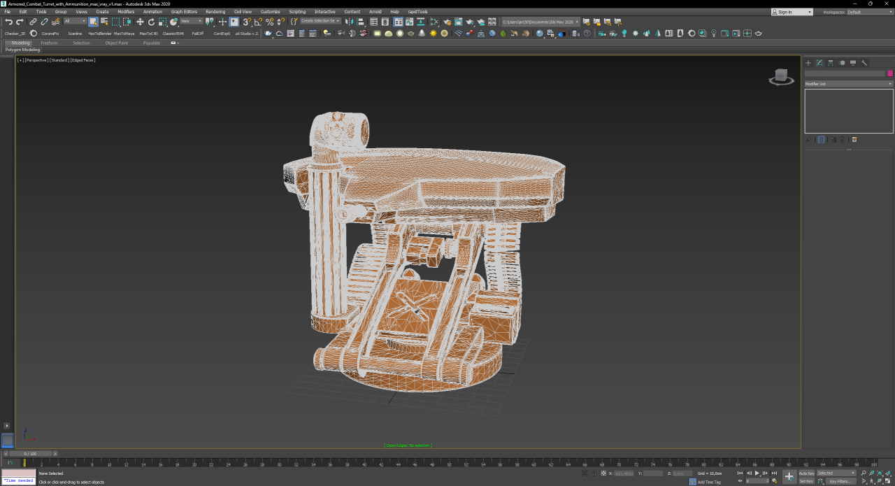 3D model Armored Combat Turret with Ammunition for 3D Print