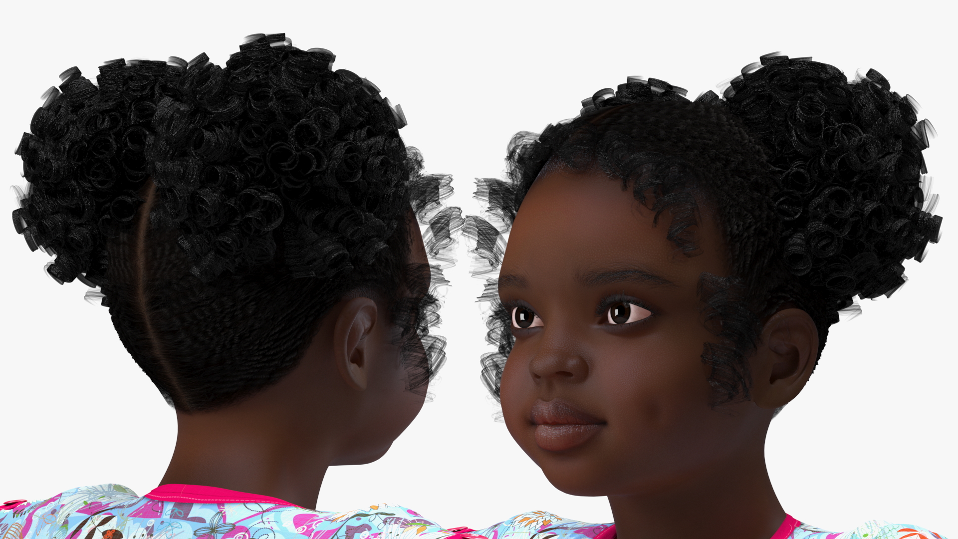 3D Black Child Girl T-pose model