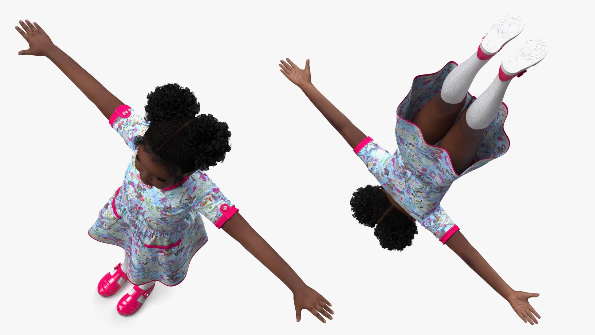 3D Black Child Girl T-pose model