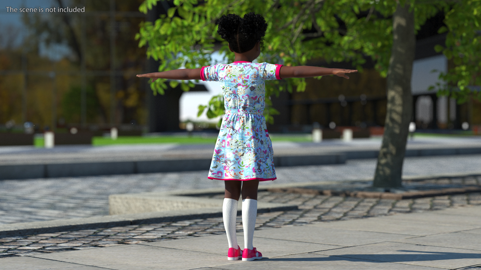 3D Black Child Girl T-pose model