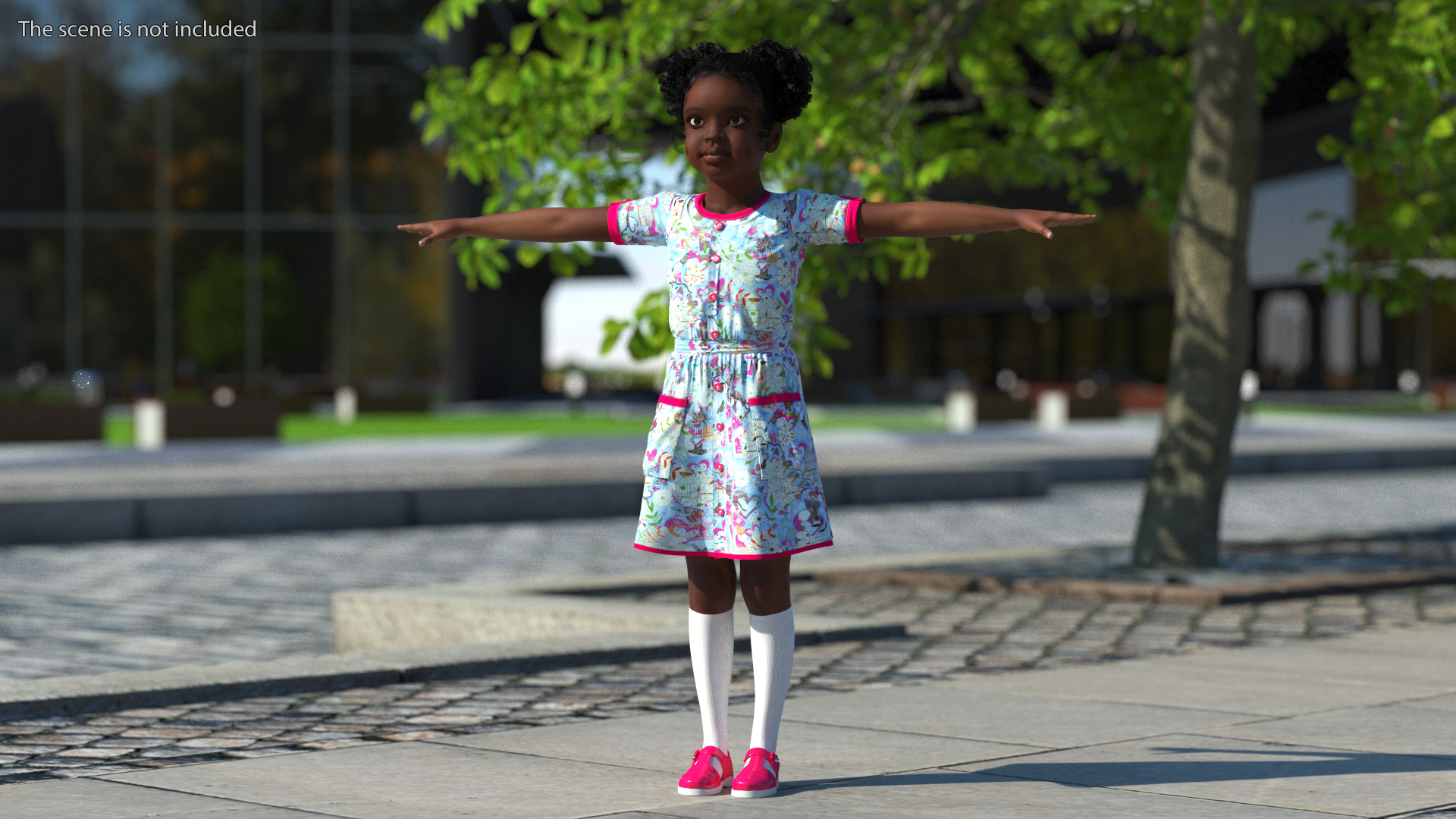 3D Black Child Girl T-pose model