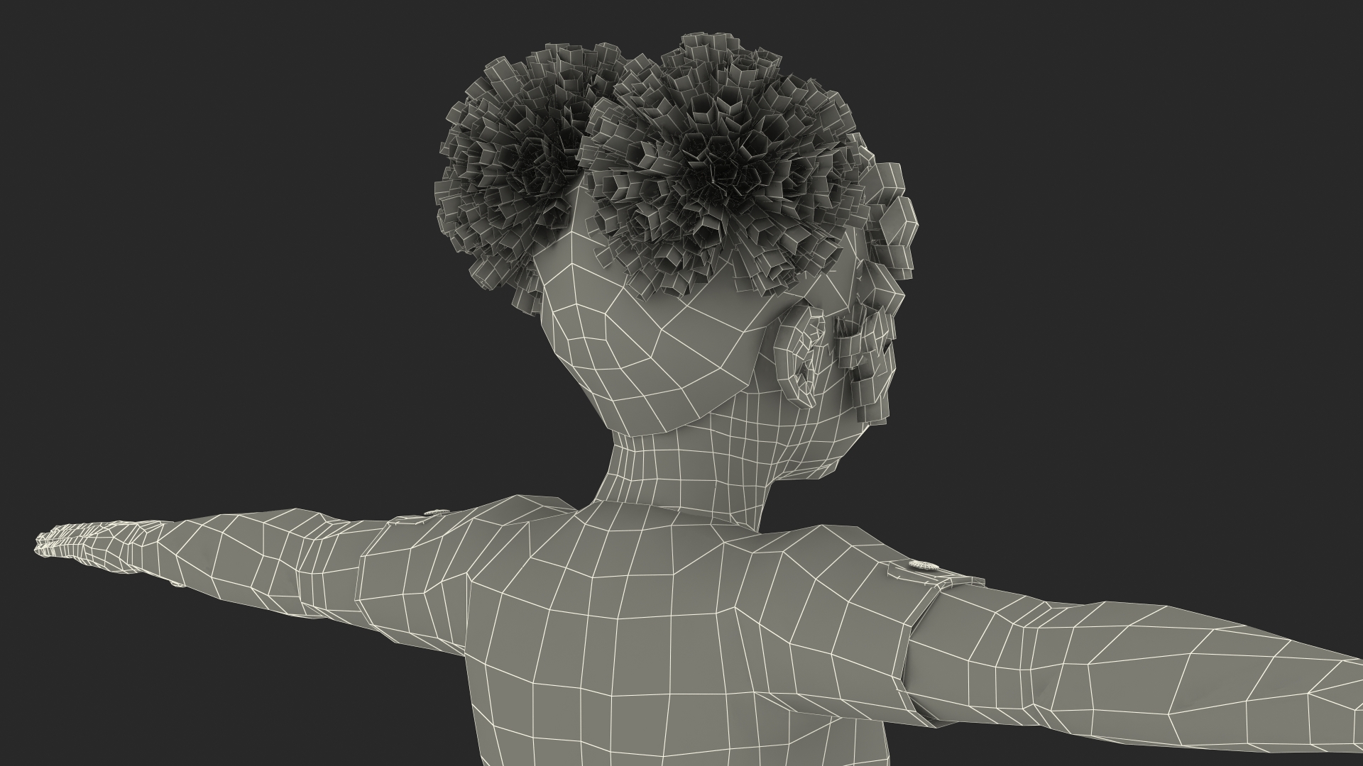 3D Black Child Girl T-pose model