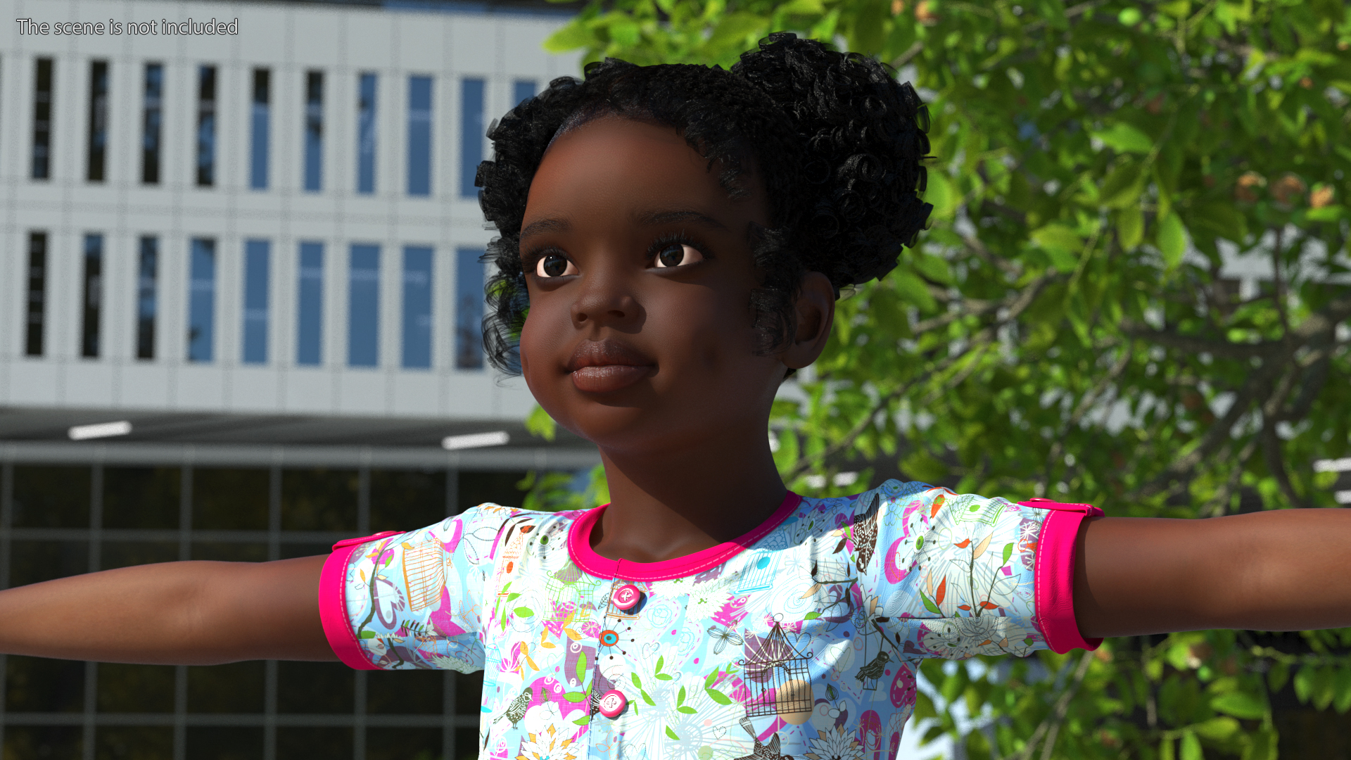 3D Black Child Girl T-pose model