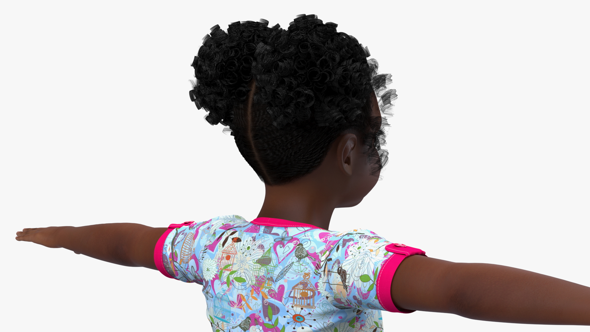 3D Black Child Girl T-pose model