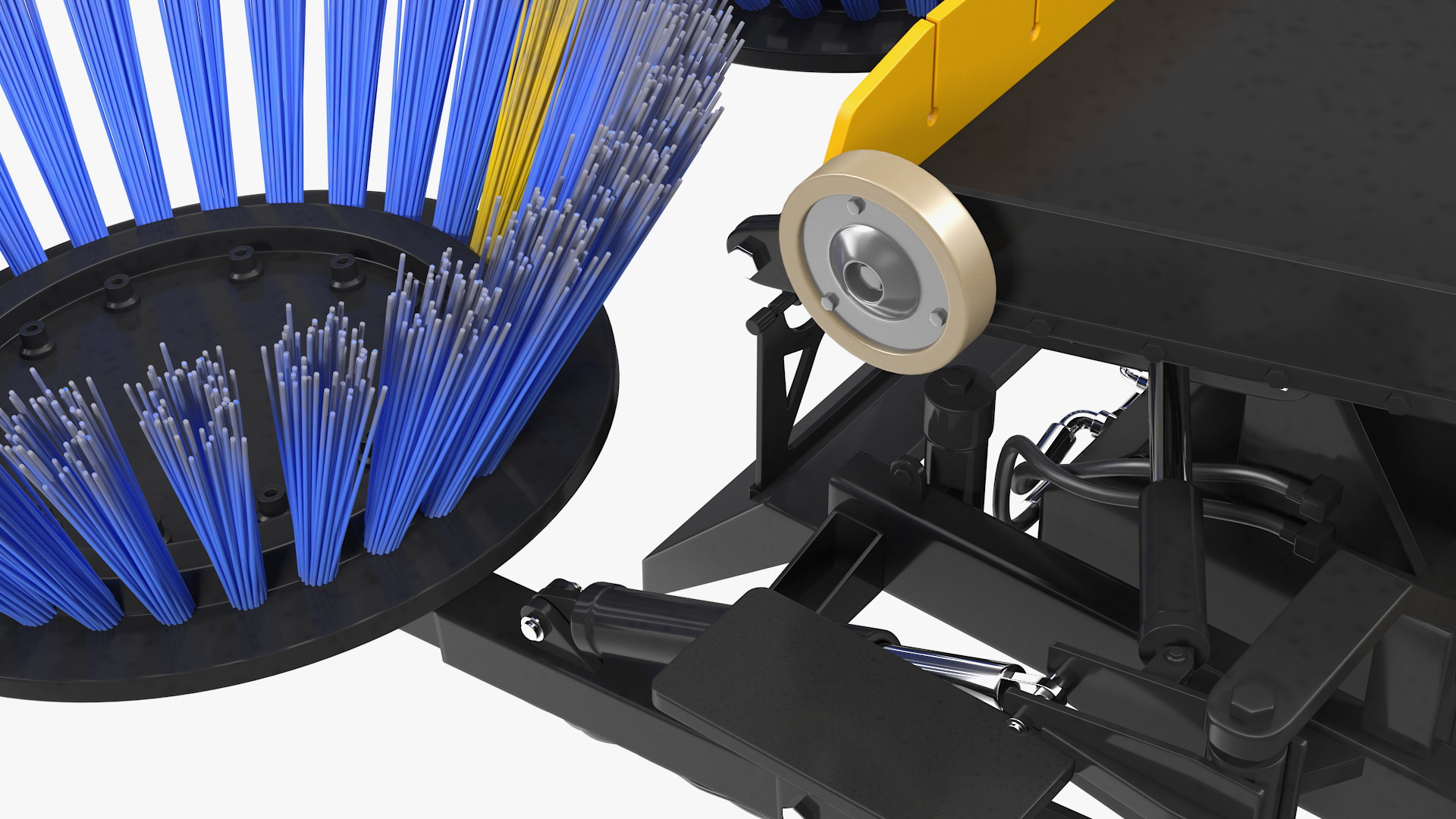 Road Sweeper Brushes Mechanism Rigged 3D