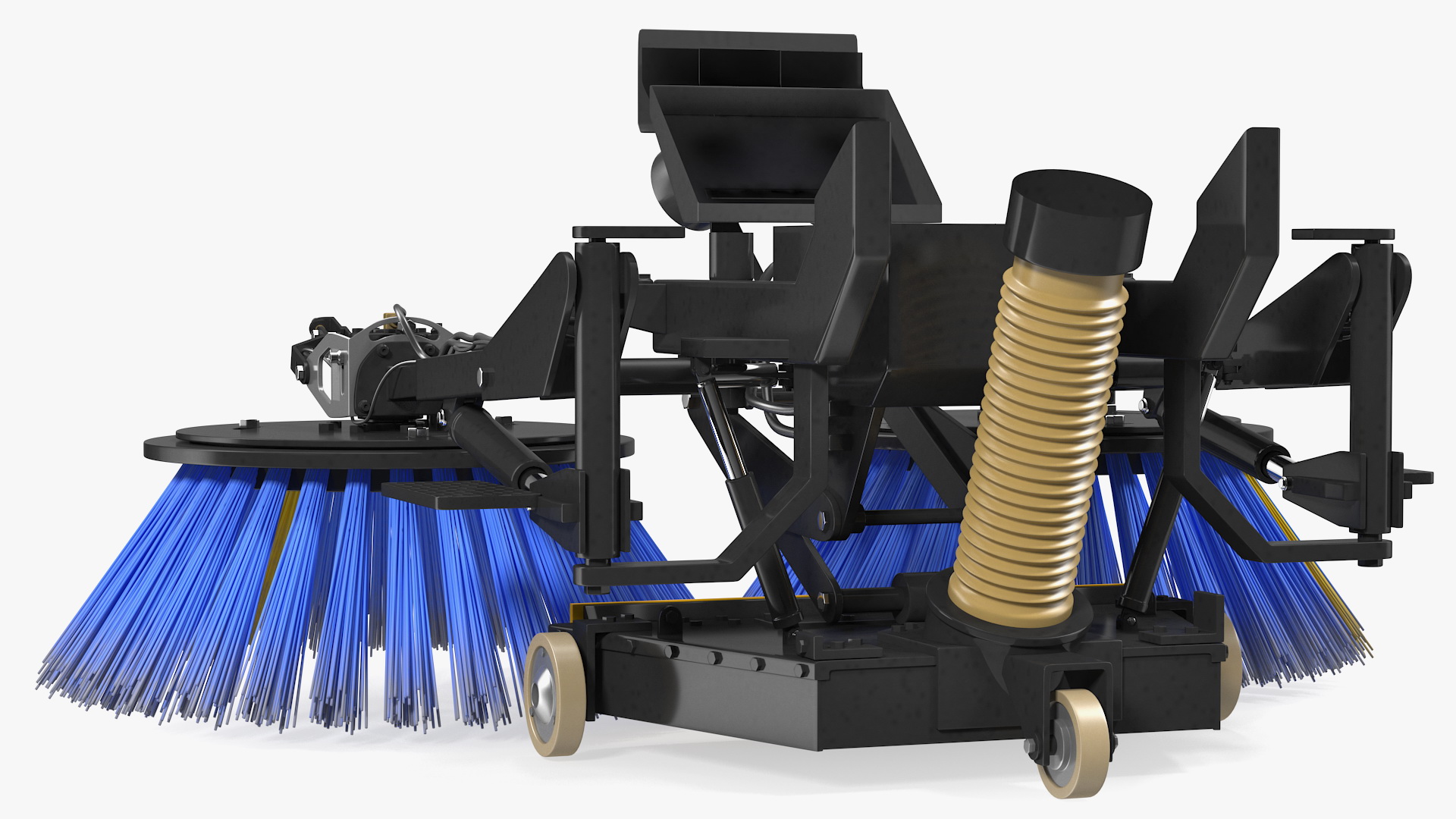 Road Sweeper Brushes Mechanism Rigged 3D