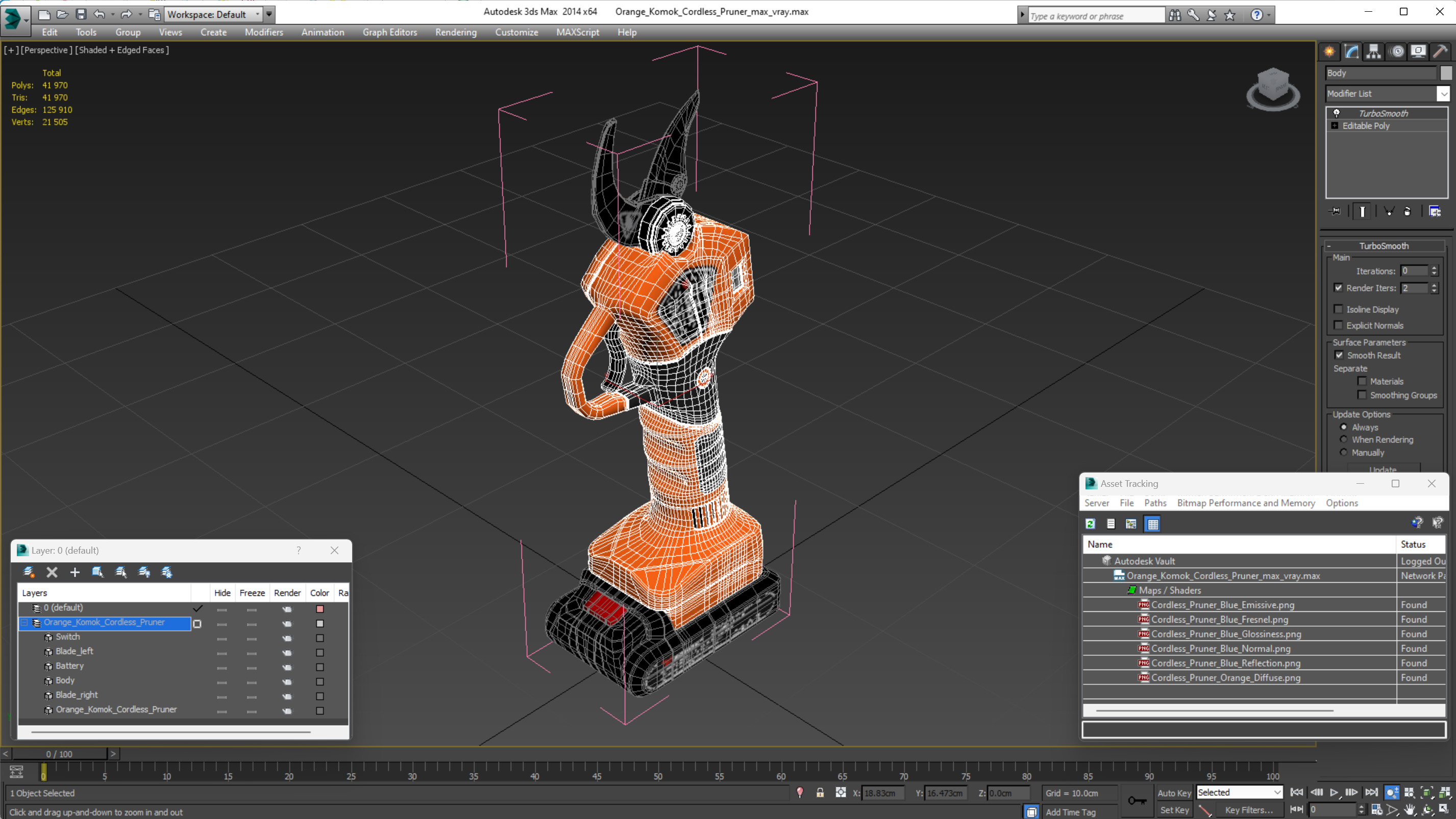 3D Orange Komok Cordless Pruner model