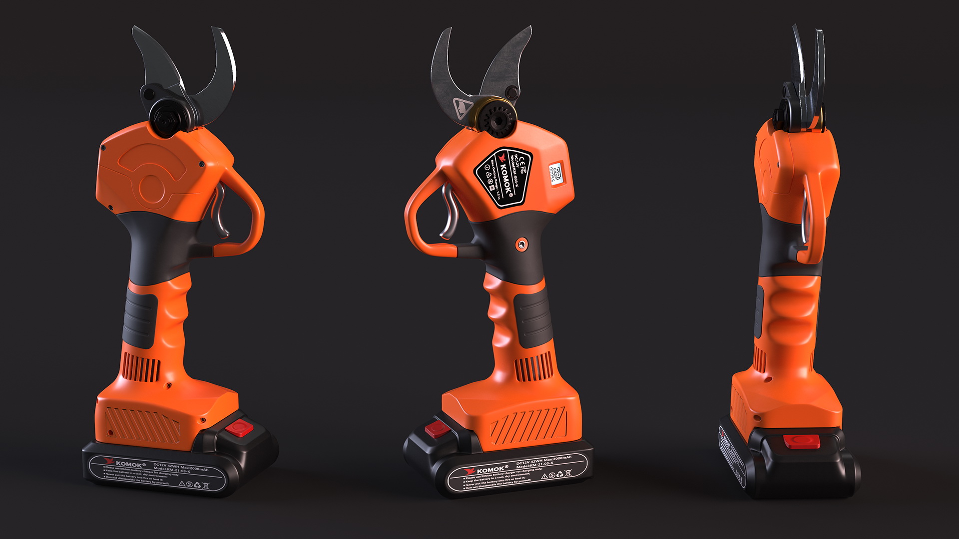 3D Orange Komok Cordless Pruner model