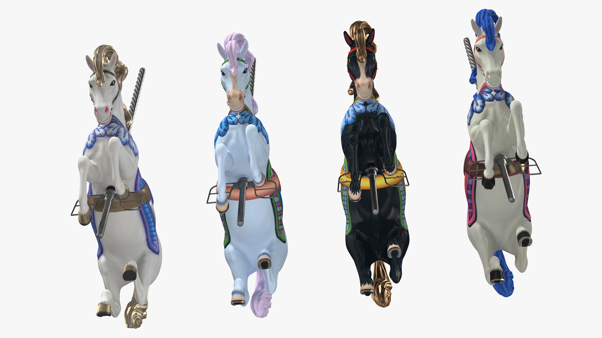 Carousel Galloping Horses Set 3D model