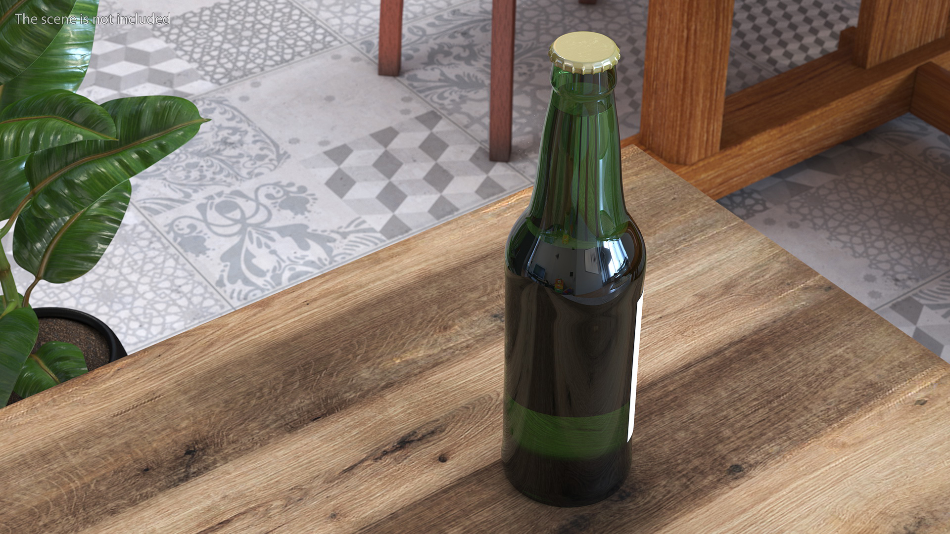 Glass Beer Bottle with Blank Label 3D model