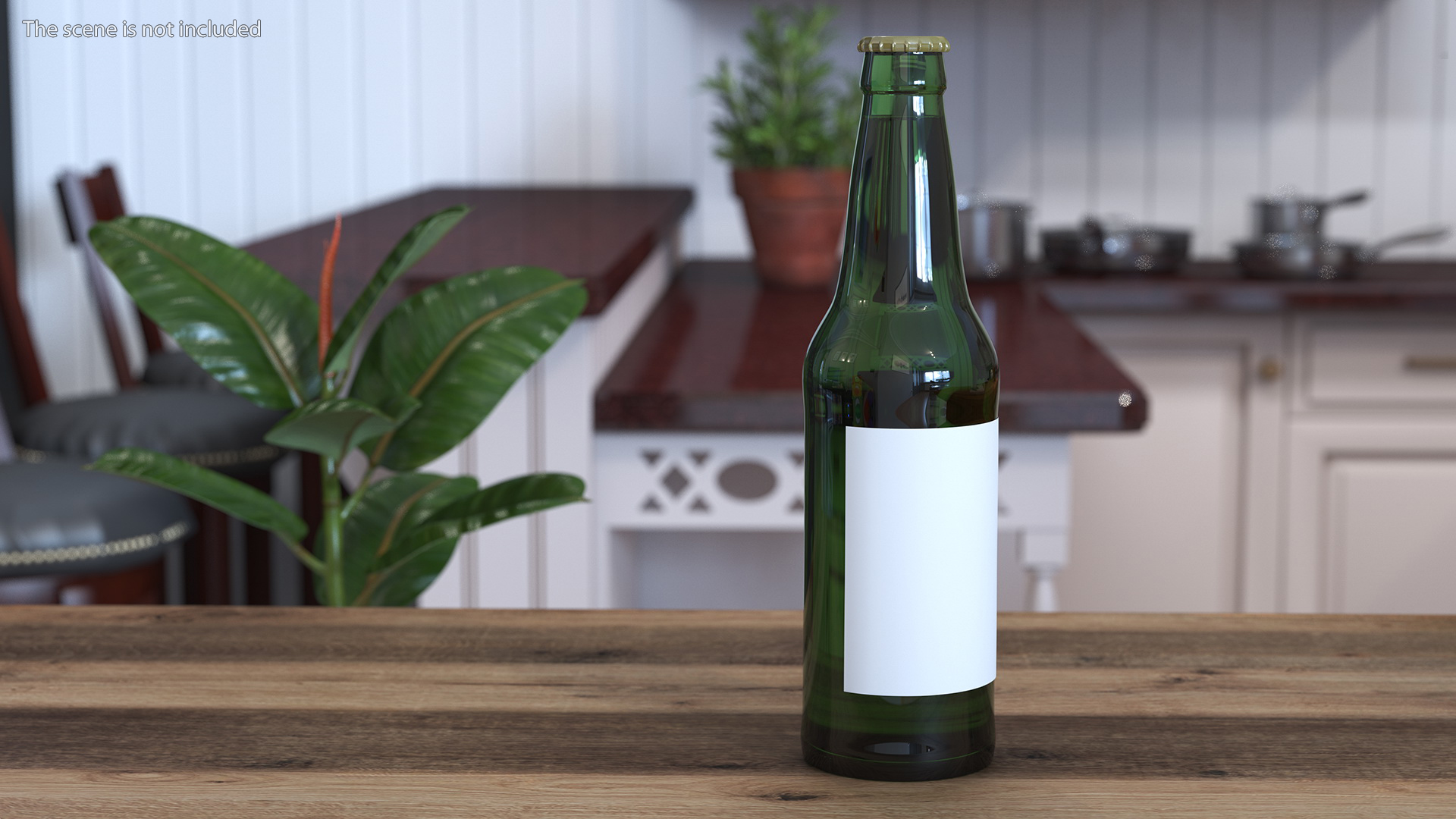 Glass Beer Bottle with Blank Label 3D model