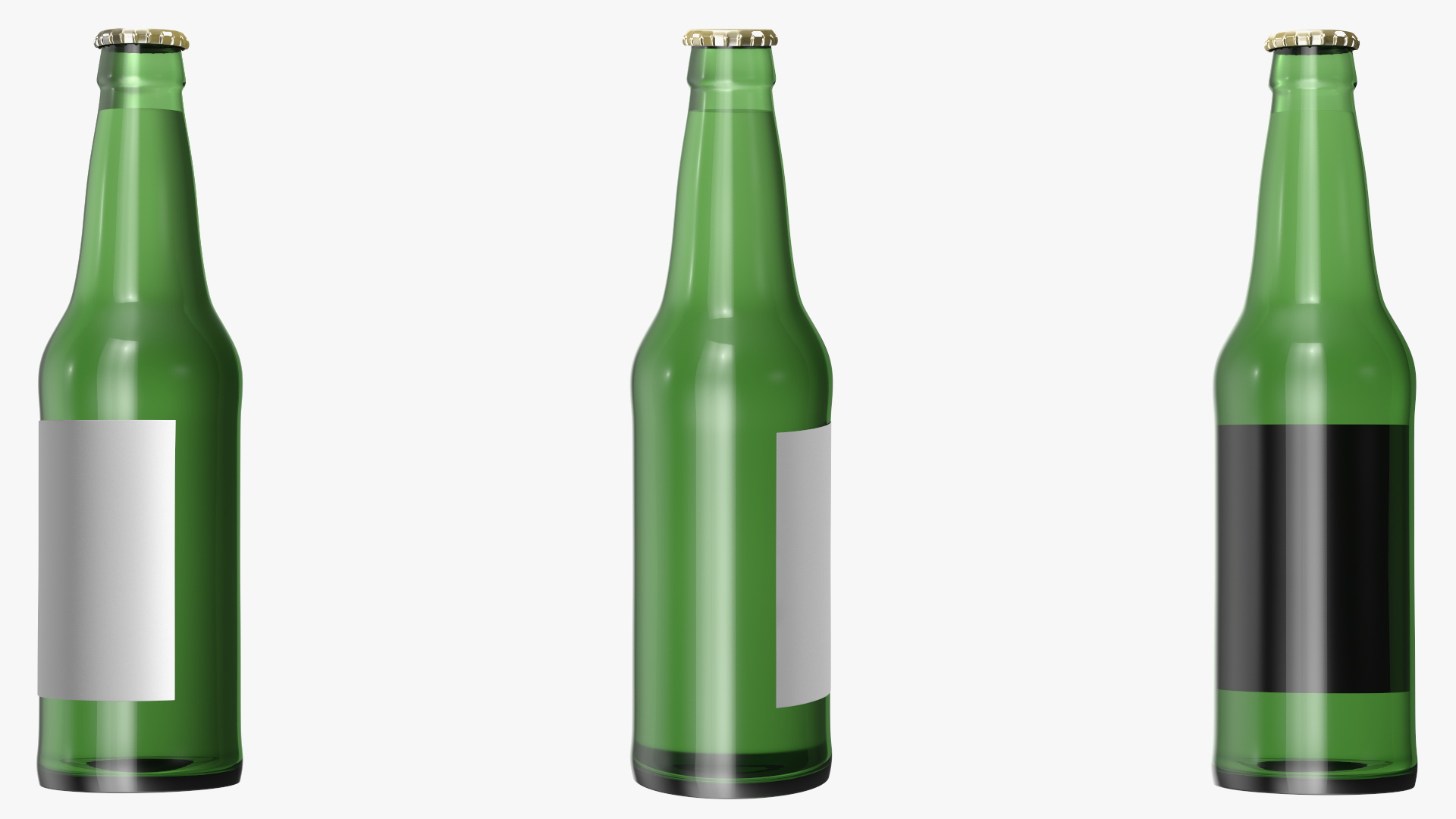 Glass Beer Bottle with Blank Label 3D model