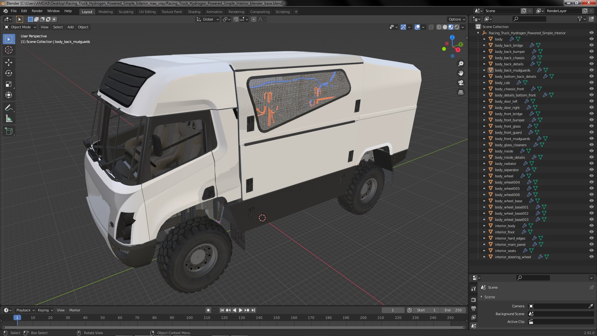 3D model Racing Truck Hydrogen Powered Simple Interior