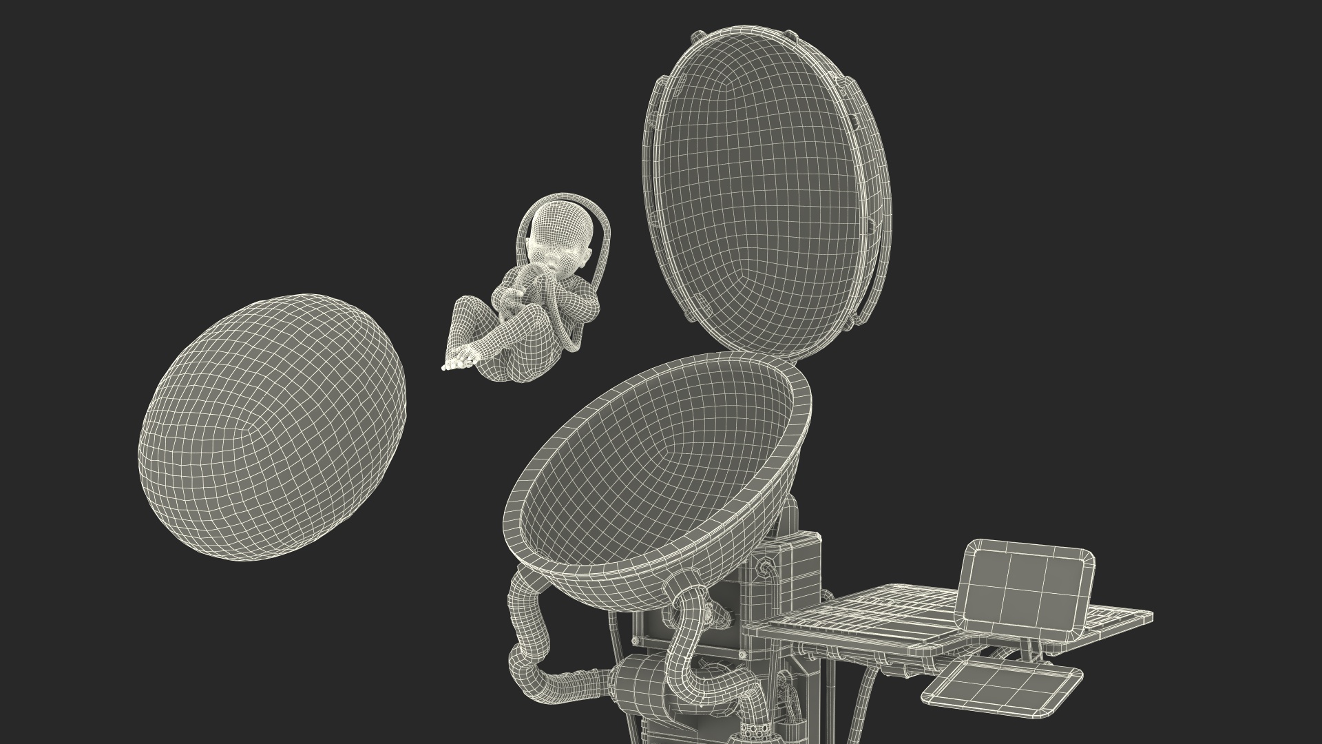 Human Incubator with Child Black 3D