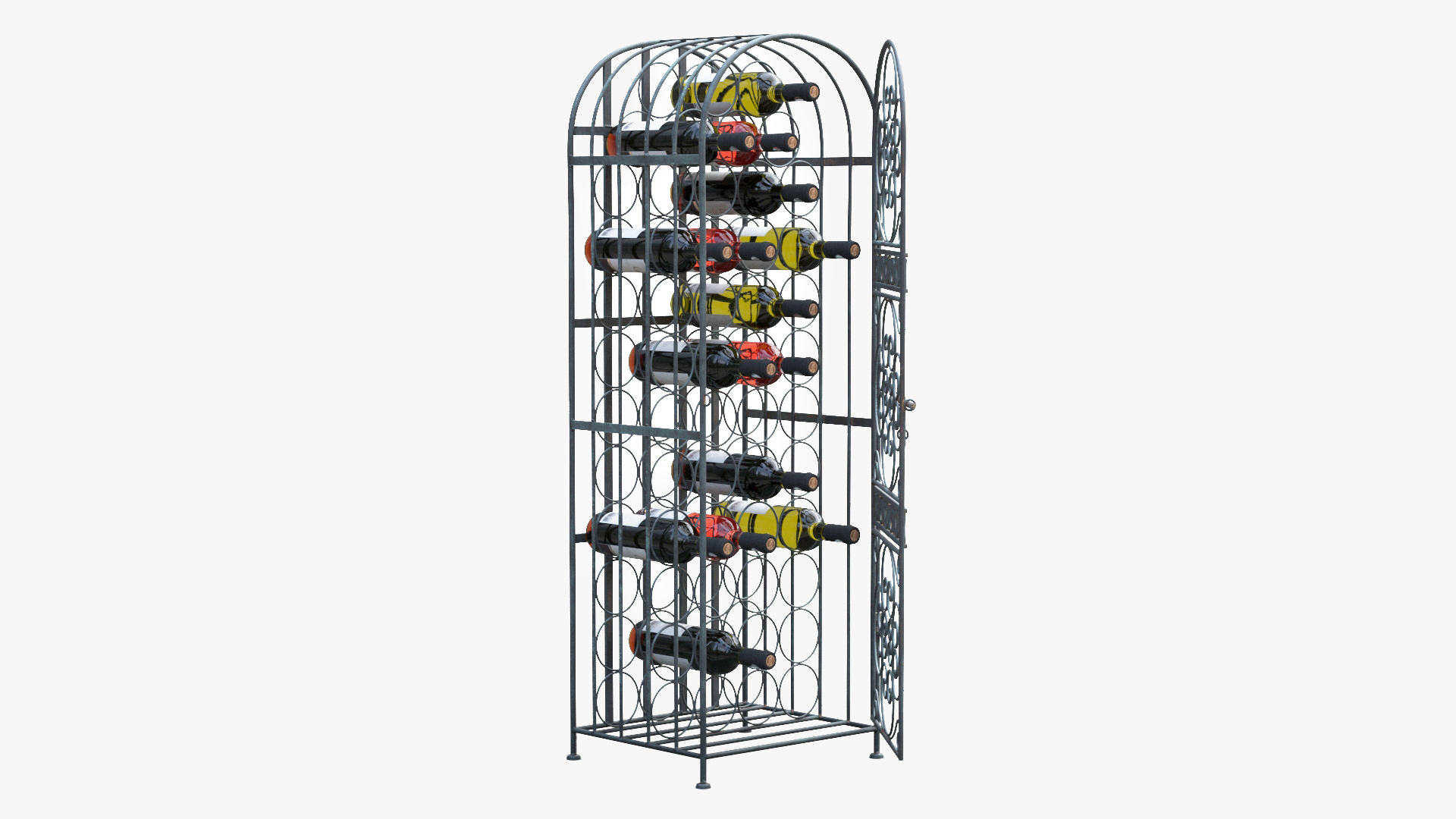 3D Lockable Rack with Wine Bottles Open