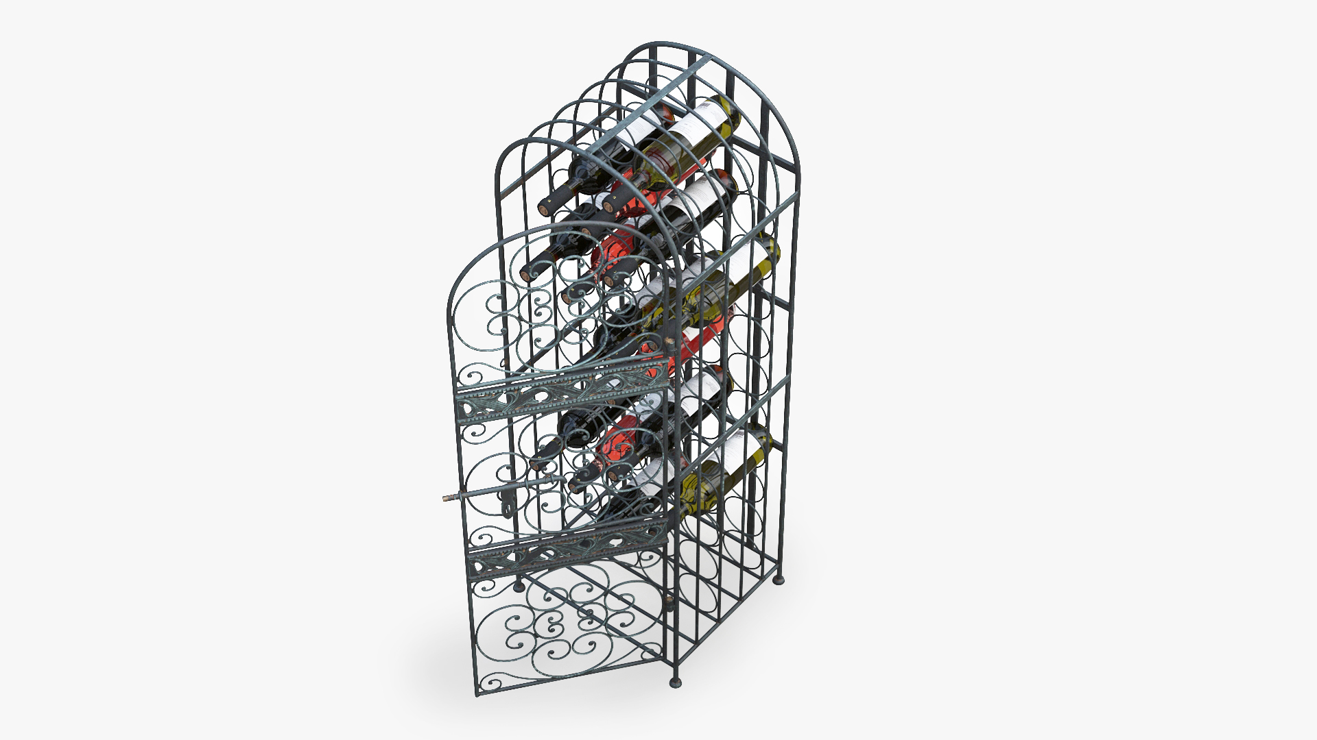 3D Lockable Rack with Wine Bottles Open