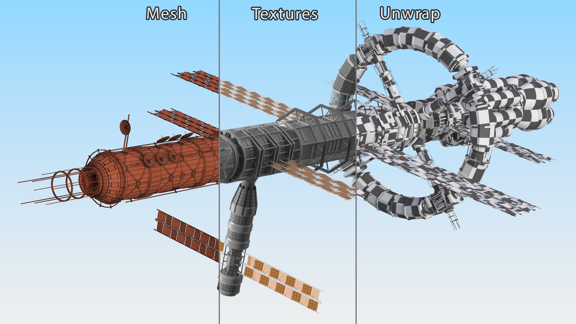 3D Spaceship Space Station Gray model