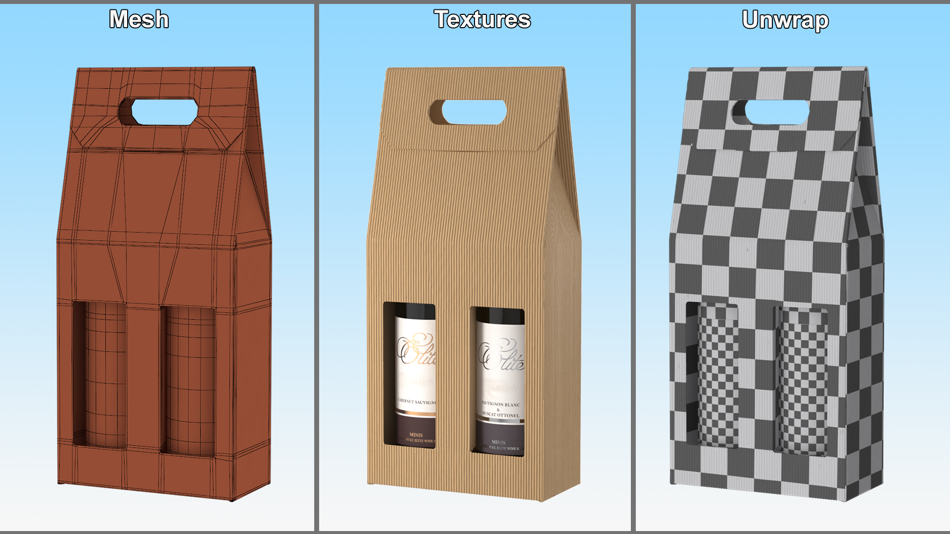 3D model Cardboard Craft Two Bottle Box