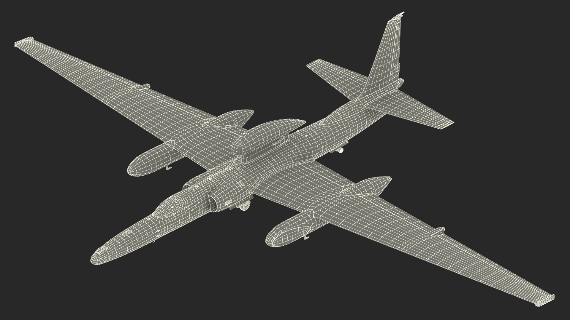 3D model Grey Reconnaissance Aircraft Simple Interior Rigged for Maya