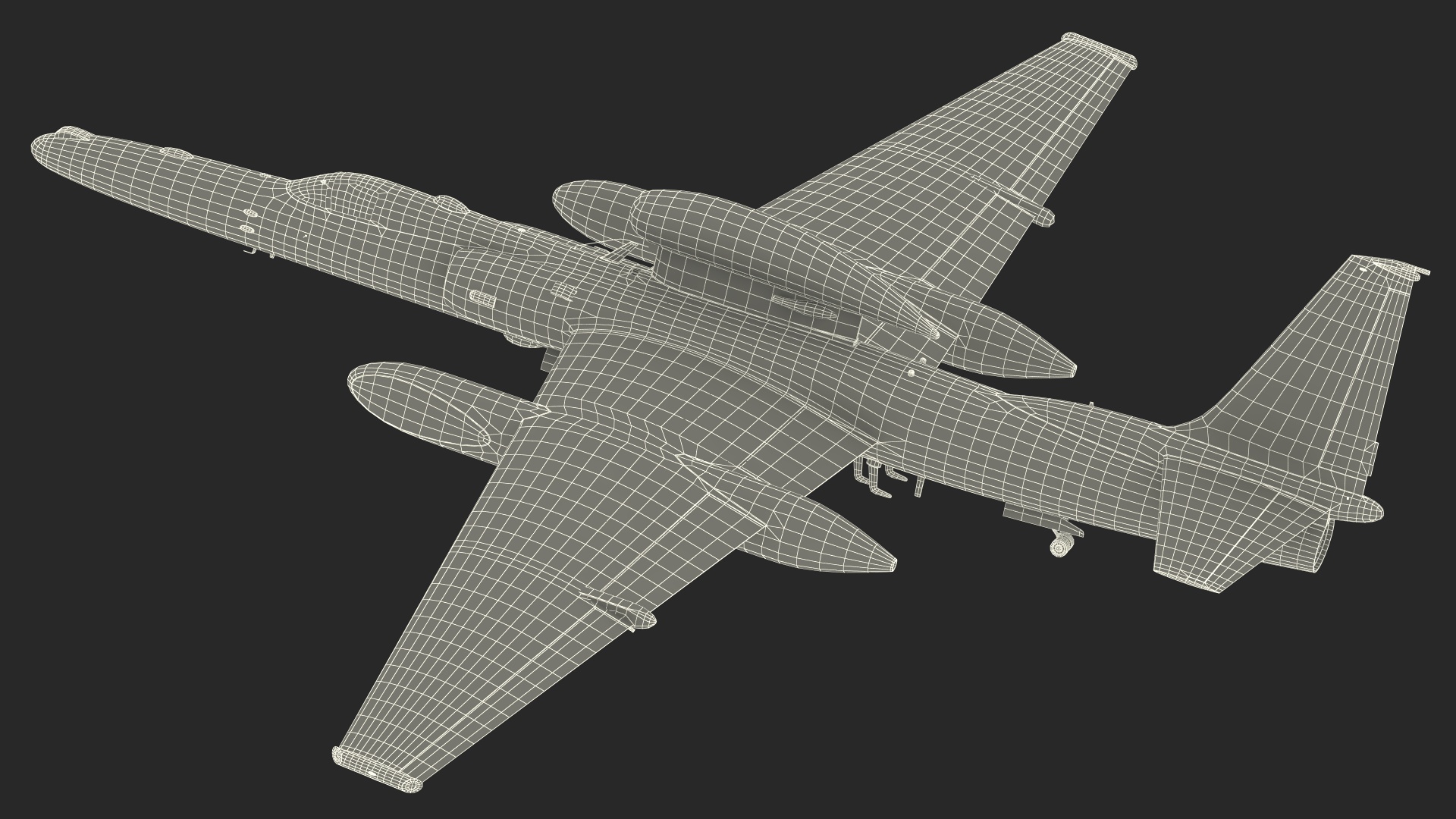 3D model Grey Reconnaissance Aircraft Simple Interior Rigged for Maya