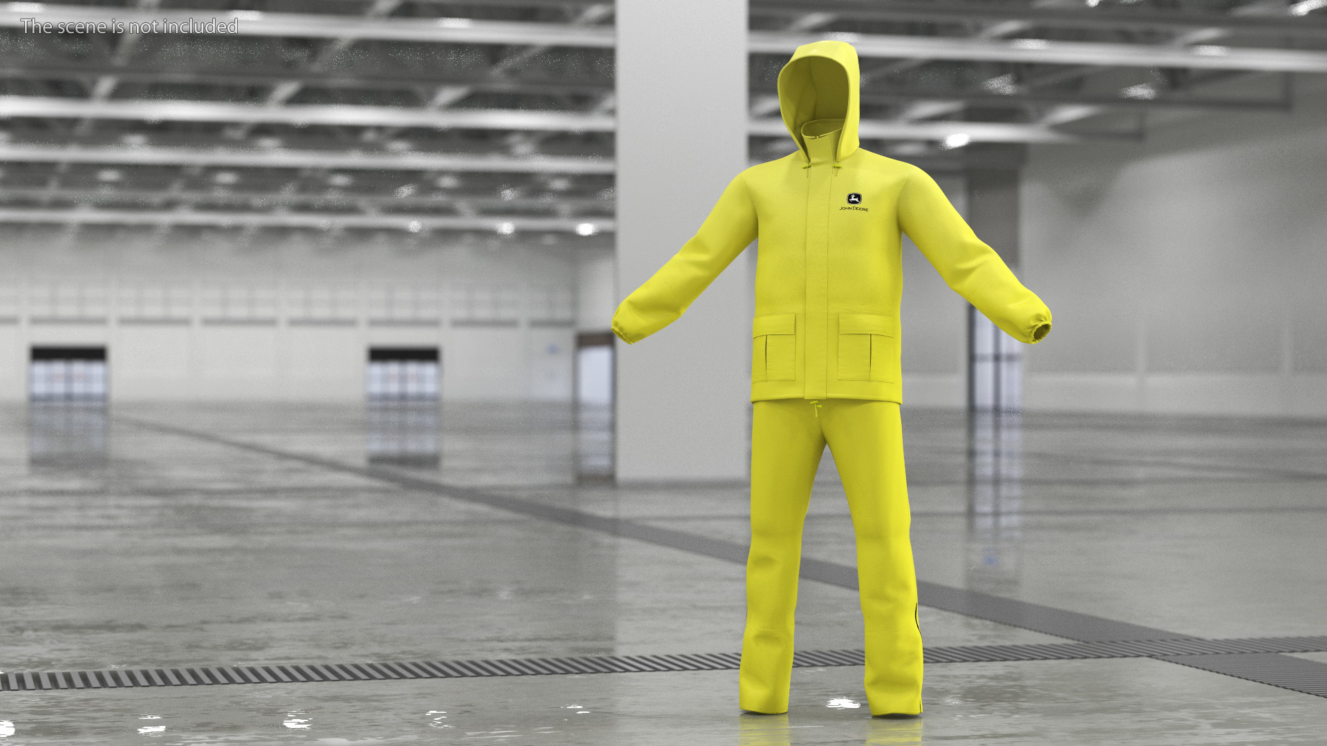 John Deere Unisex Yellow Rain Suit 3D model