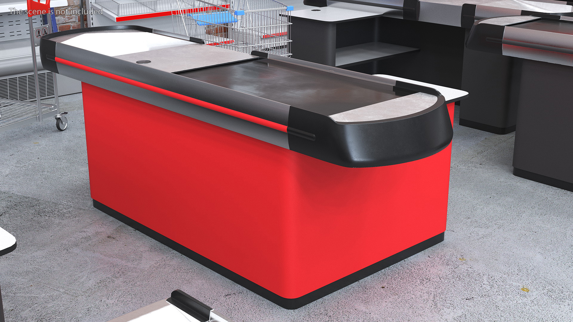 3D Small Retail Checkout Counter Red model