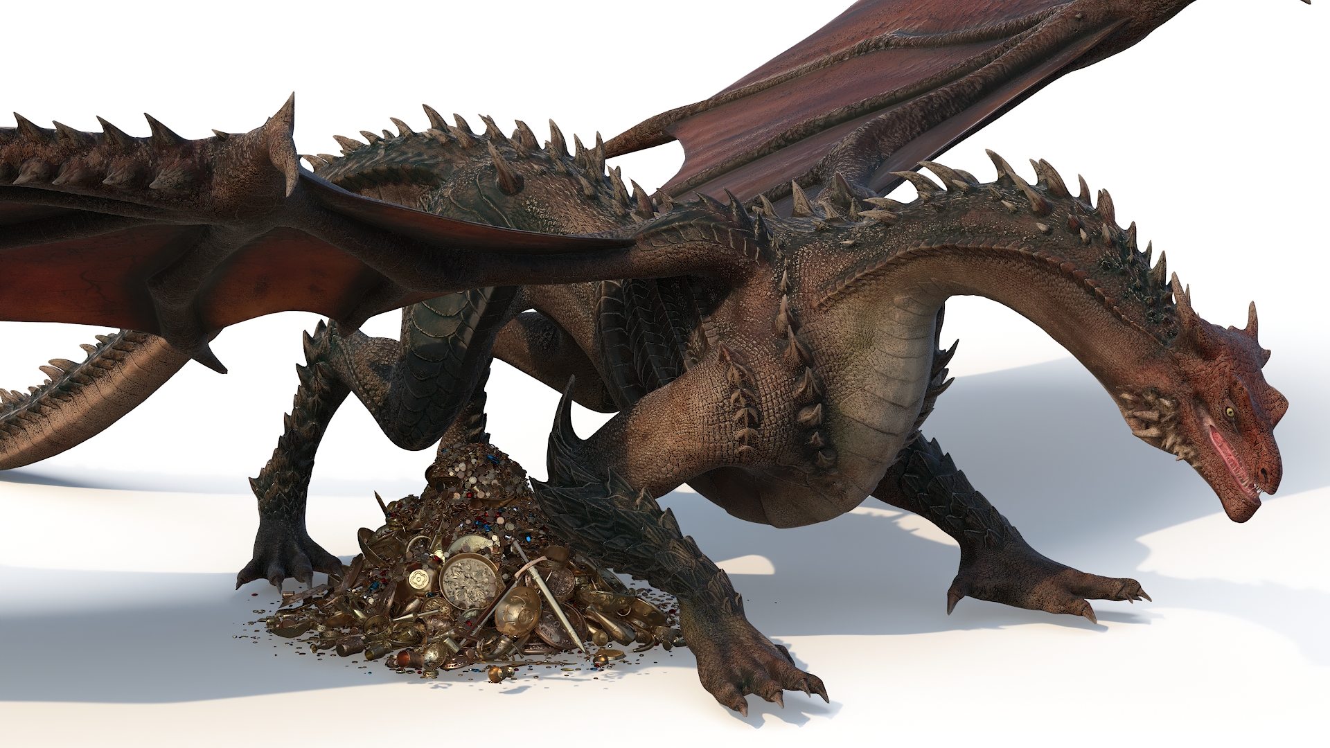 Dragon Guarding Treasures with Knight 3D