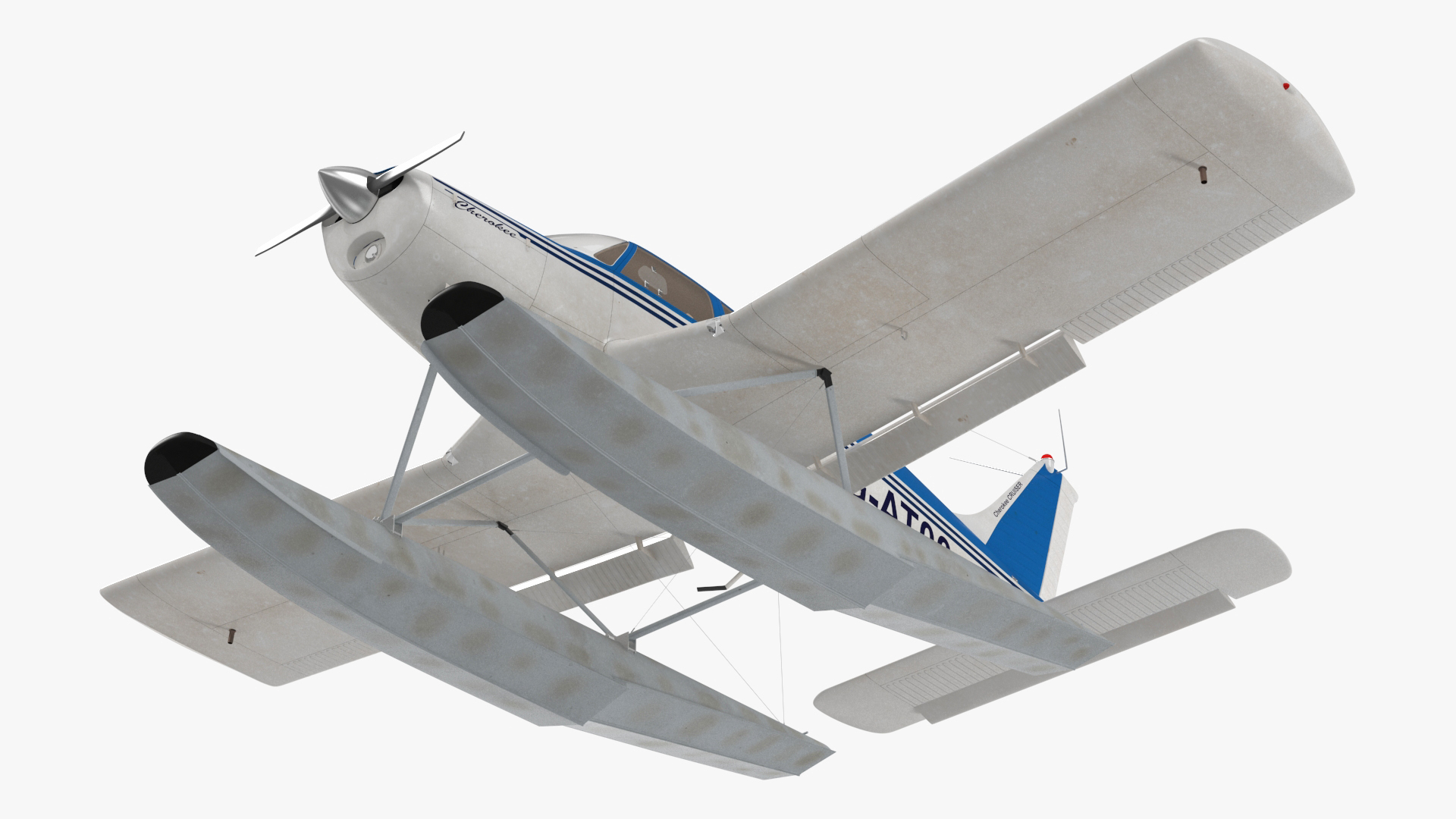 Personal Seaplane Aircraft Piper PA-28 Cherokee Rigged 3D model