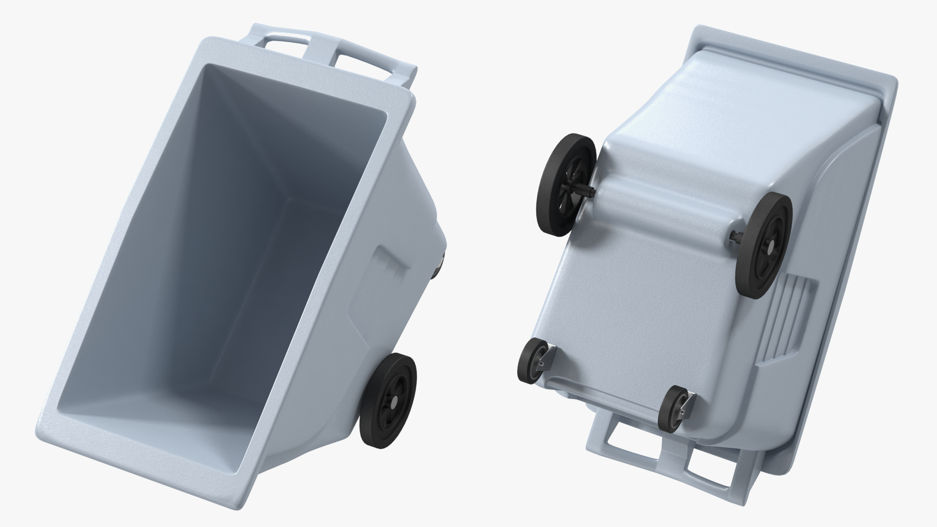 3D Grey Trash Can with Wheels